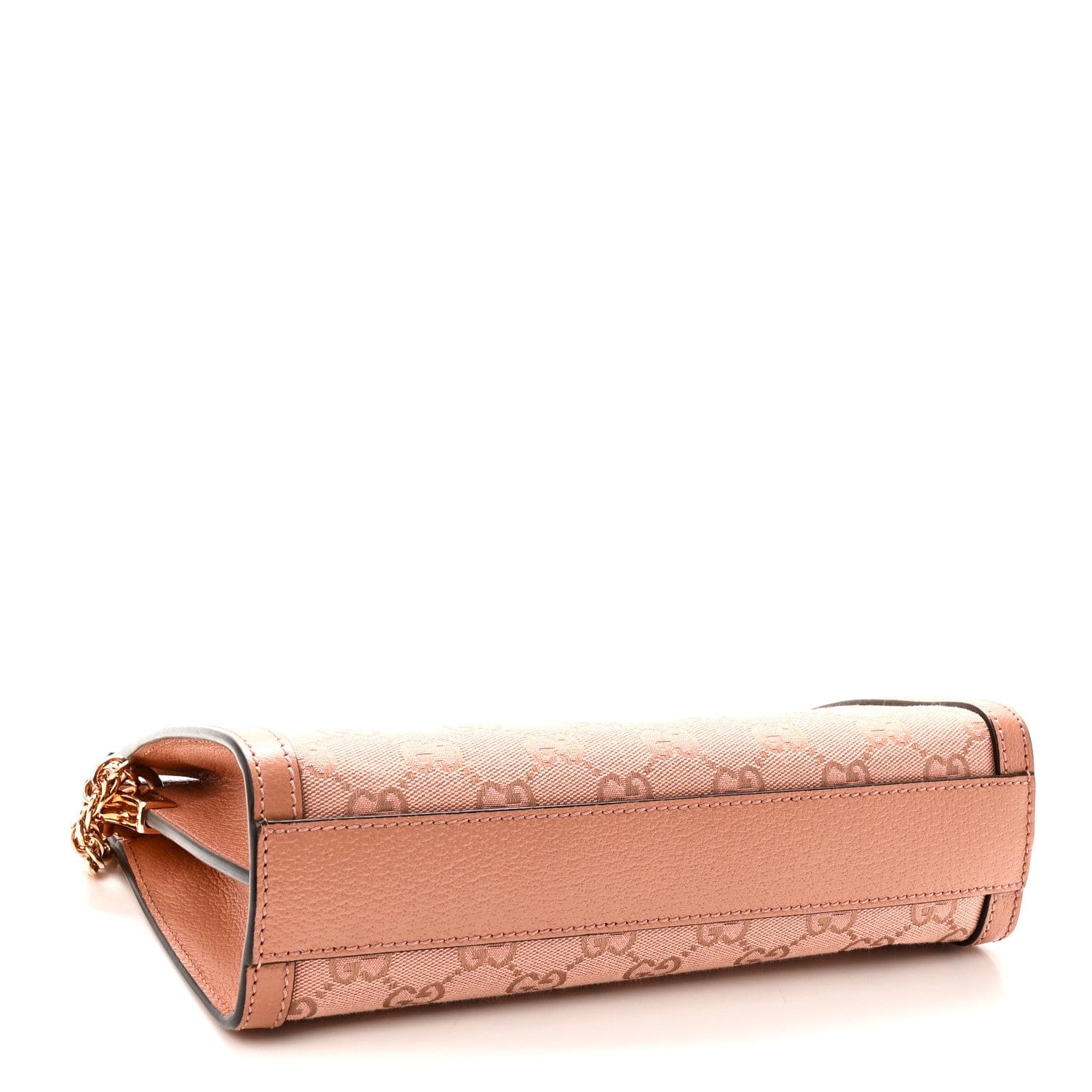 Gucci Monogram Textured Dollar Calfskin Small Ophidia Chain Shoulder Bag Cloche Rose Pink