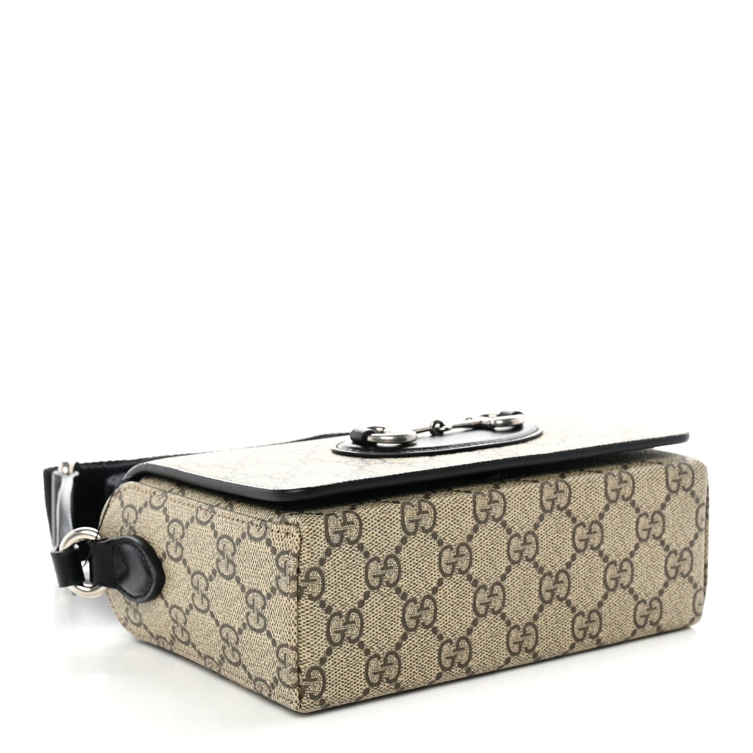 Gucci GG Supreme Monogram Mini Horsebit 1955 Shoulder Bag Beige Ebony Black