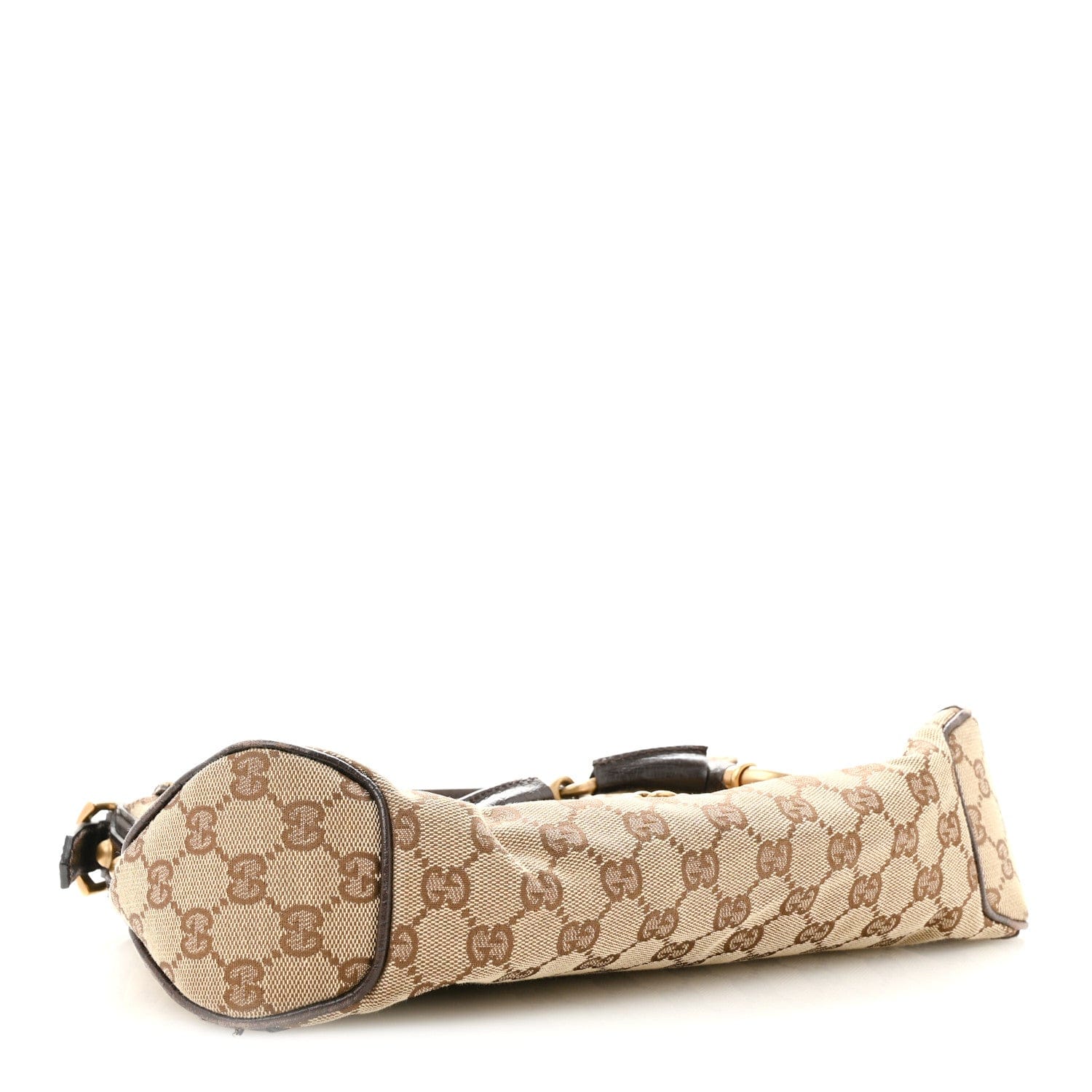 Gucci Monogram Horsebit Chain Flap Shoulder Bag Brown