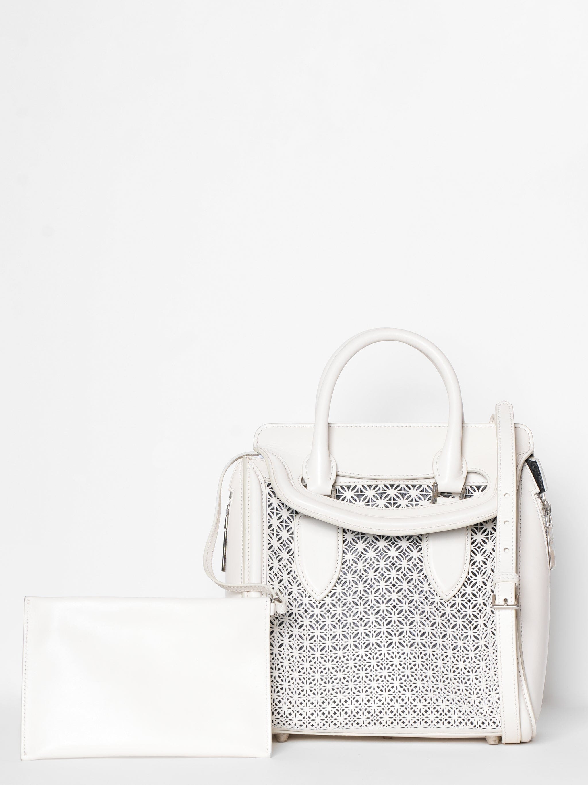 Alexander McQueen White Cutwork Handbag