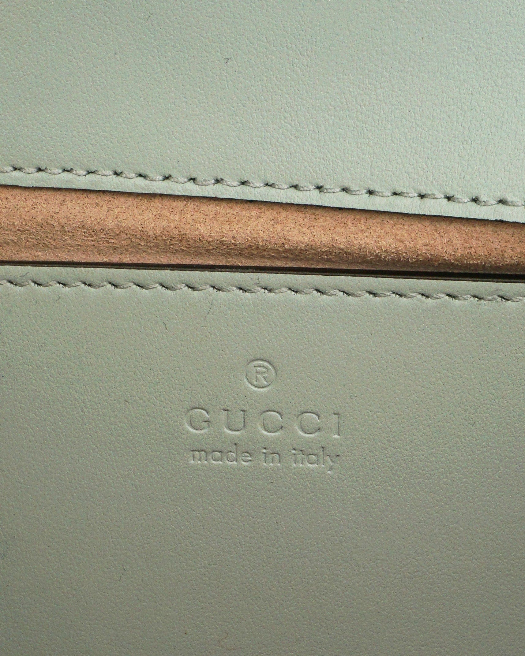 Gucci Mint Green Matelassé Leather GG Marmont Small Flap Bag