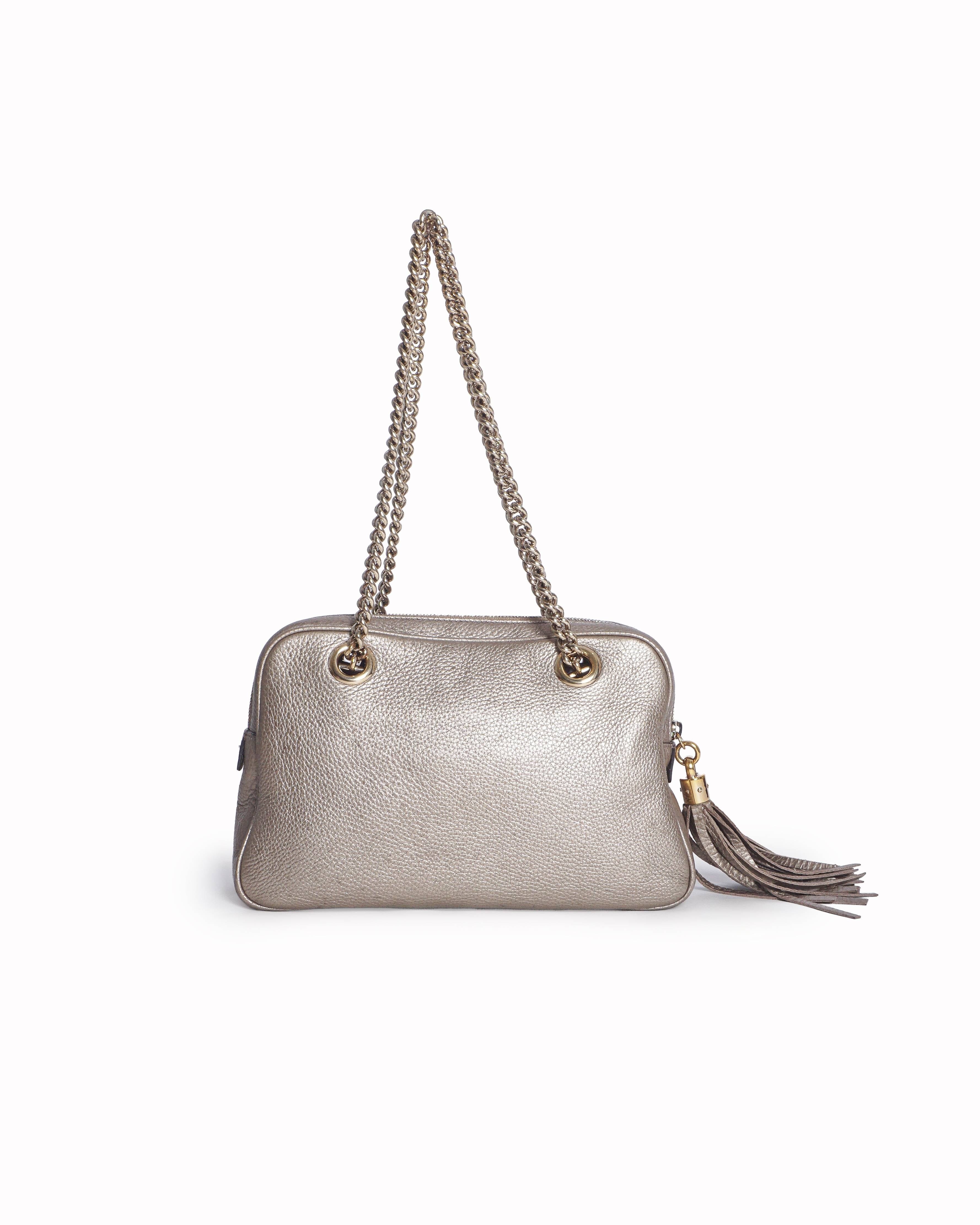 Gucci Metallic Gold Leather Medium Soho Chain Shoulder Bag