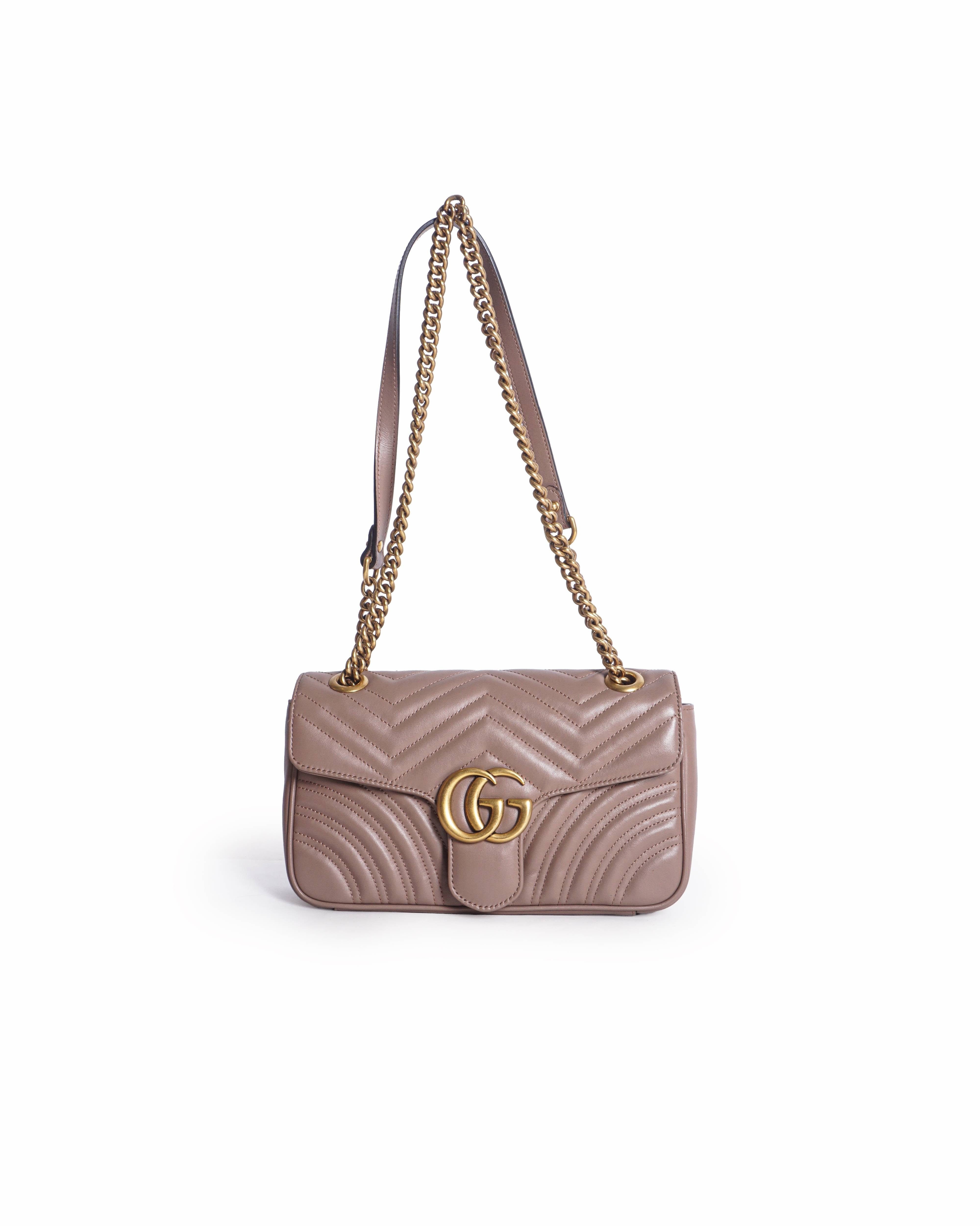 Gucci GG Marmont Shoulder Bag Beige Matelassé Leather