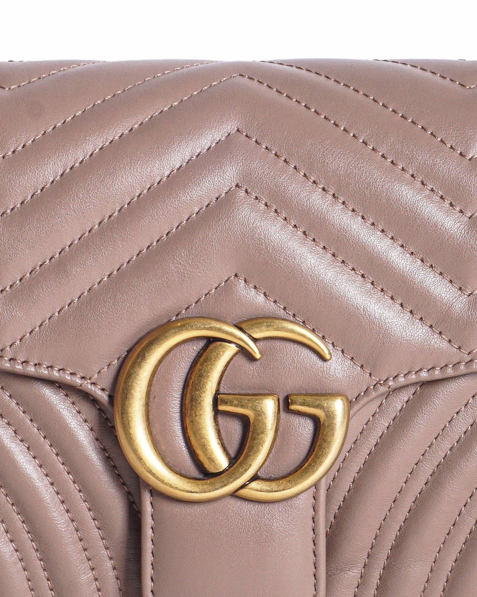 Gucci GG Marmont Shoulder Bag Beige Matelassé Leather