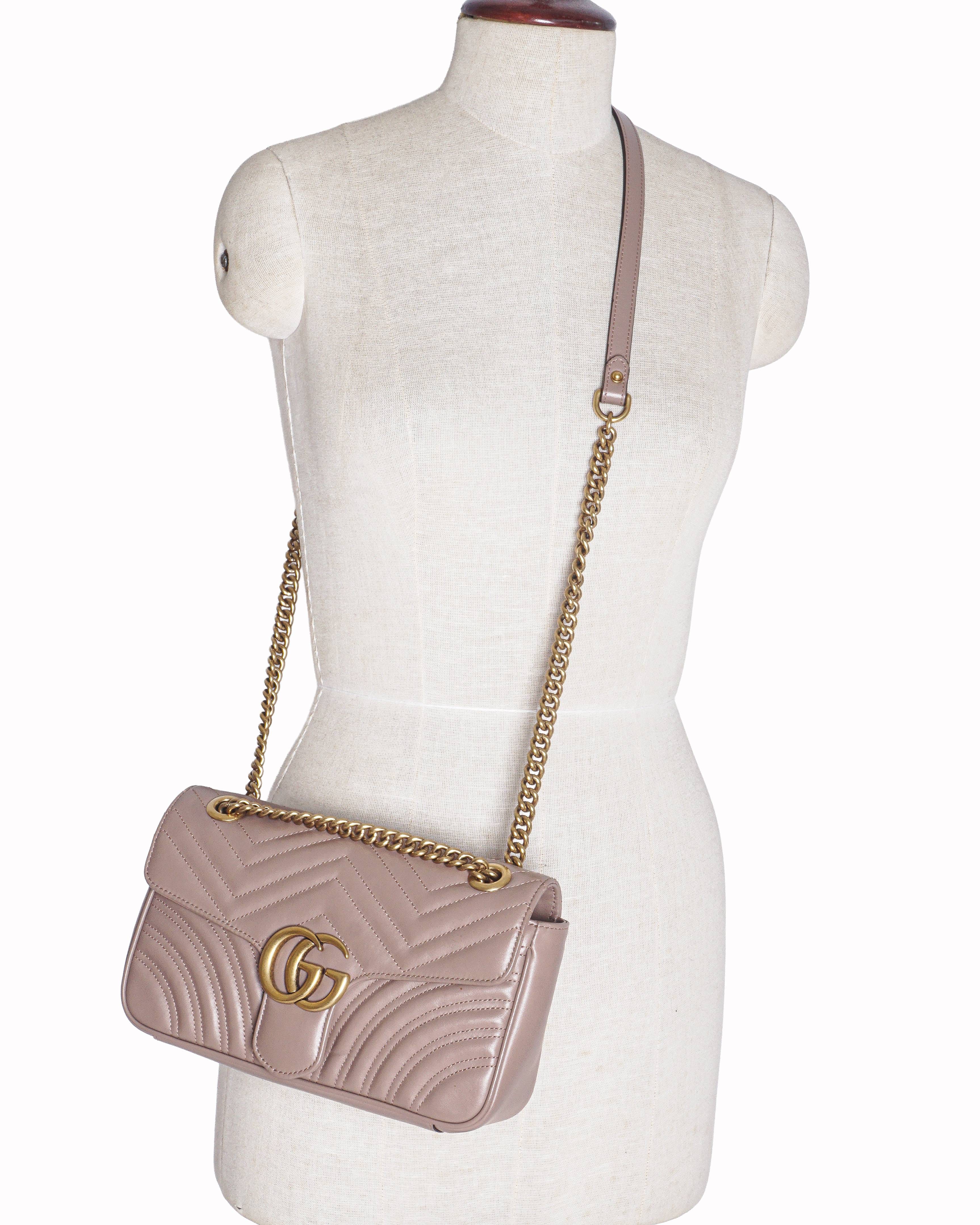 Gucci GG Marmont Shoulder Bag Beige Matelassé Leather