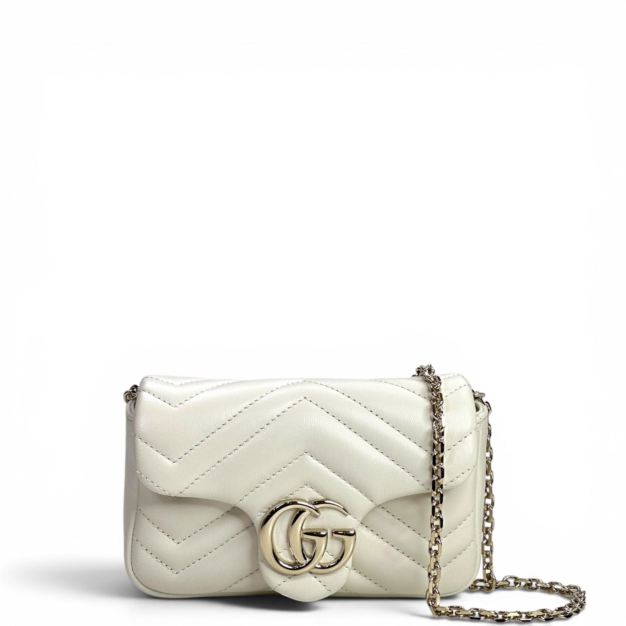 Gucci GG Marmont Shoulder Bag Mini White Matelassé