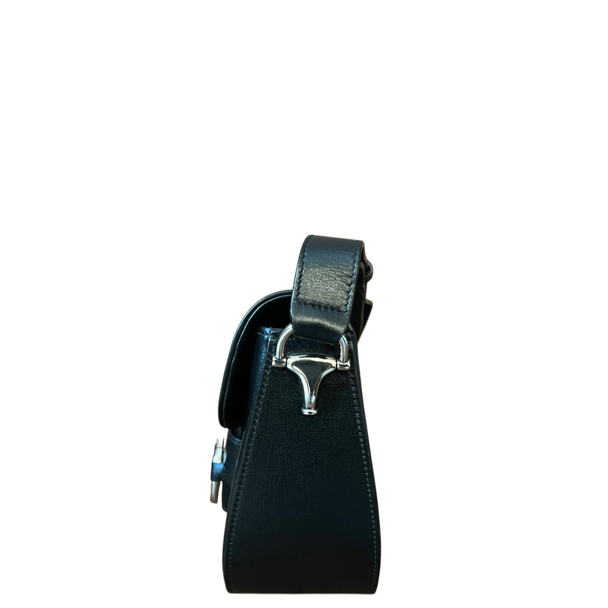 Gucci Horsebit 1955 Asymmetric Shoulder Bag Small Black Leather