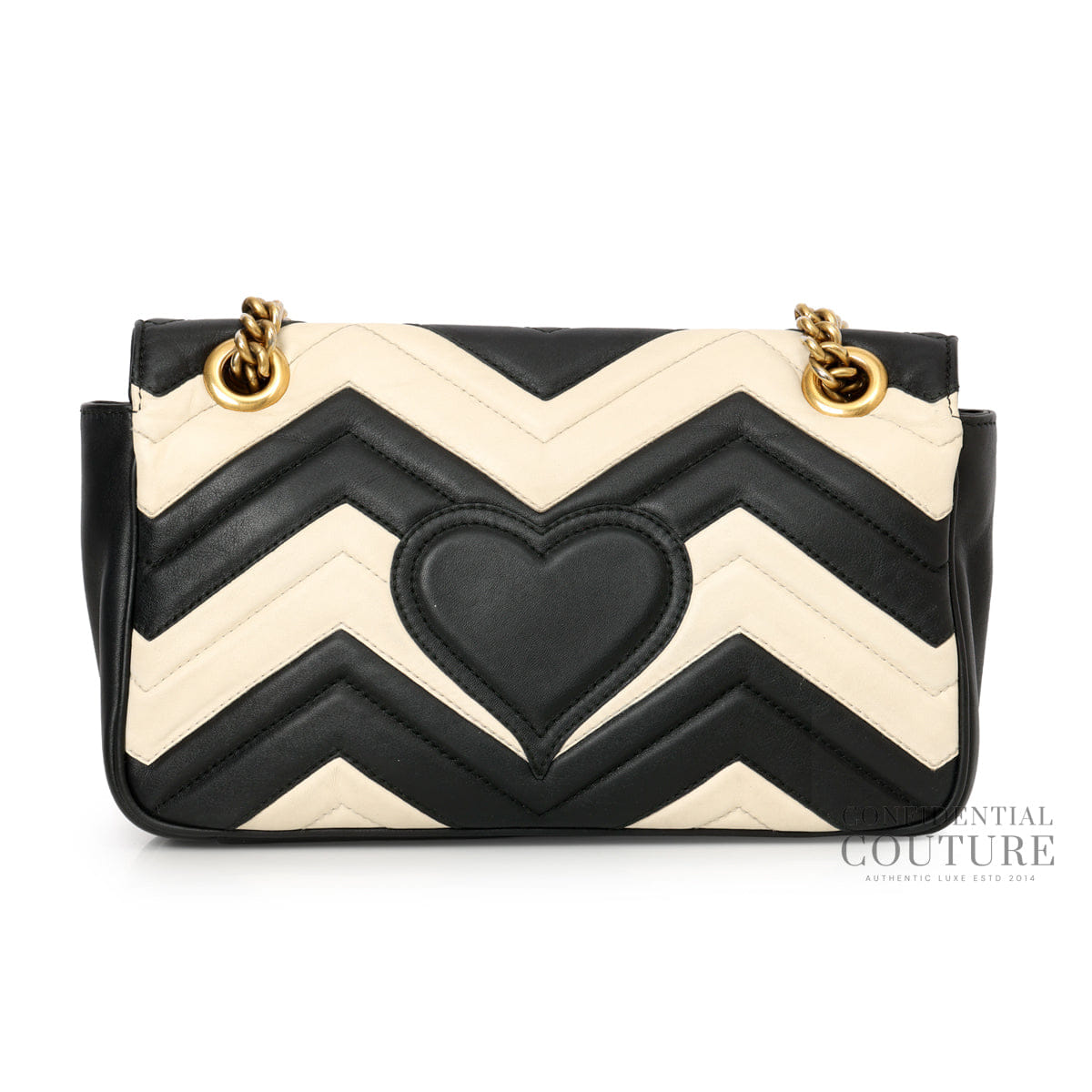 Gucci GG Marmont Matelasse Leather small Black/Off White Shoulder Bag