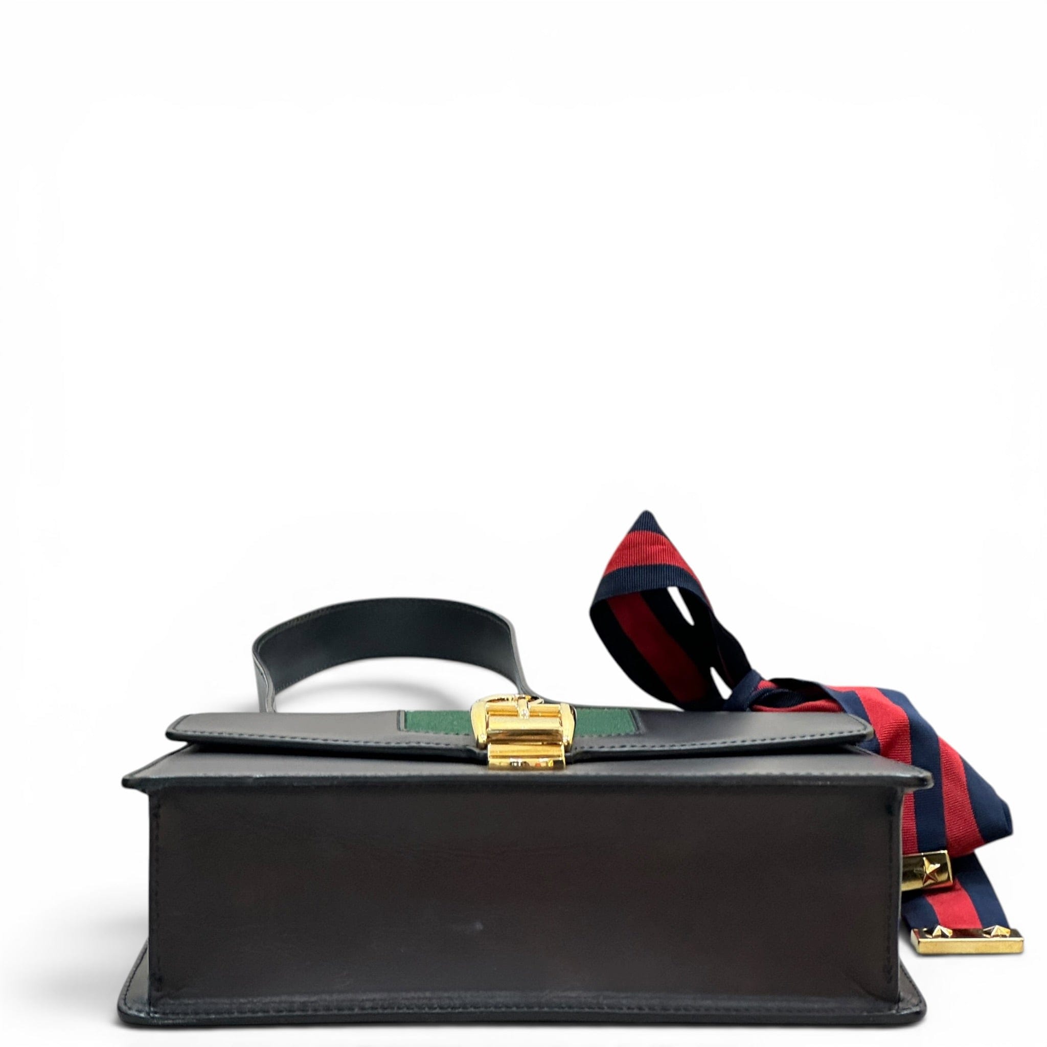 Gucci Sylvie Flap Black Leather Shoulder Bag