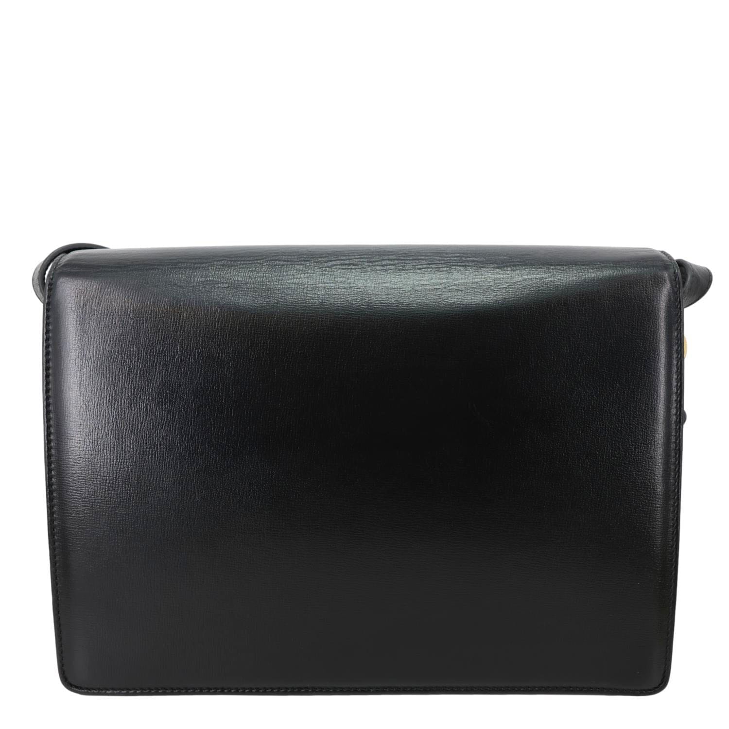 GUCCI Torchon GG Ring Medium Leather Shoulder Bag Black 589471