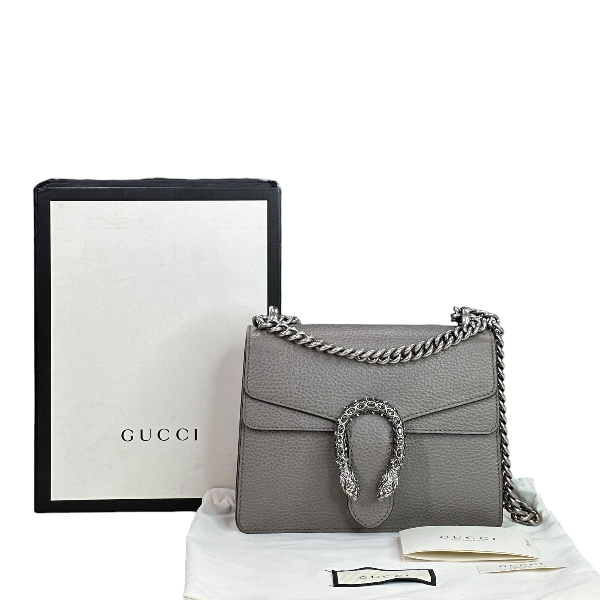 Gucci Dionysus Mini Grey Textured Leather Bag