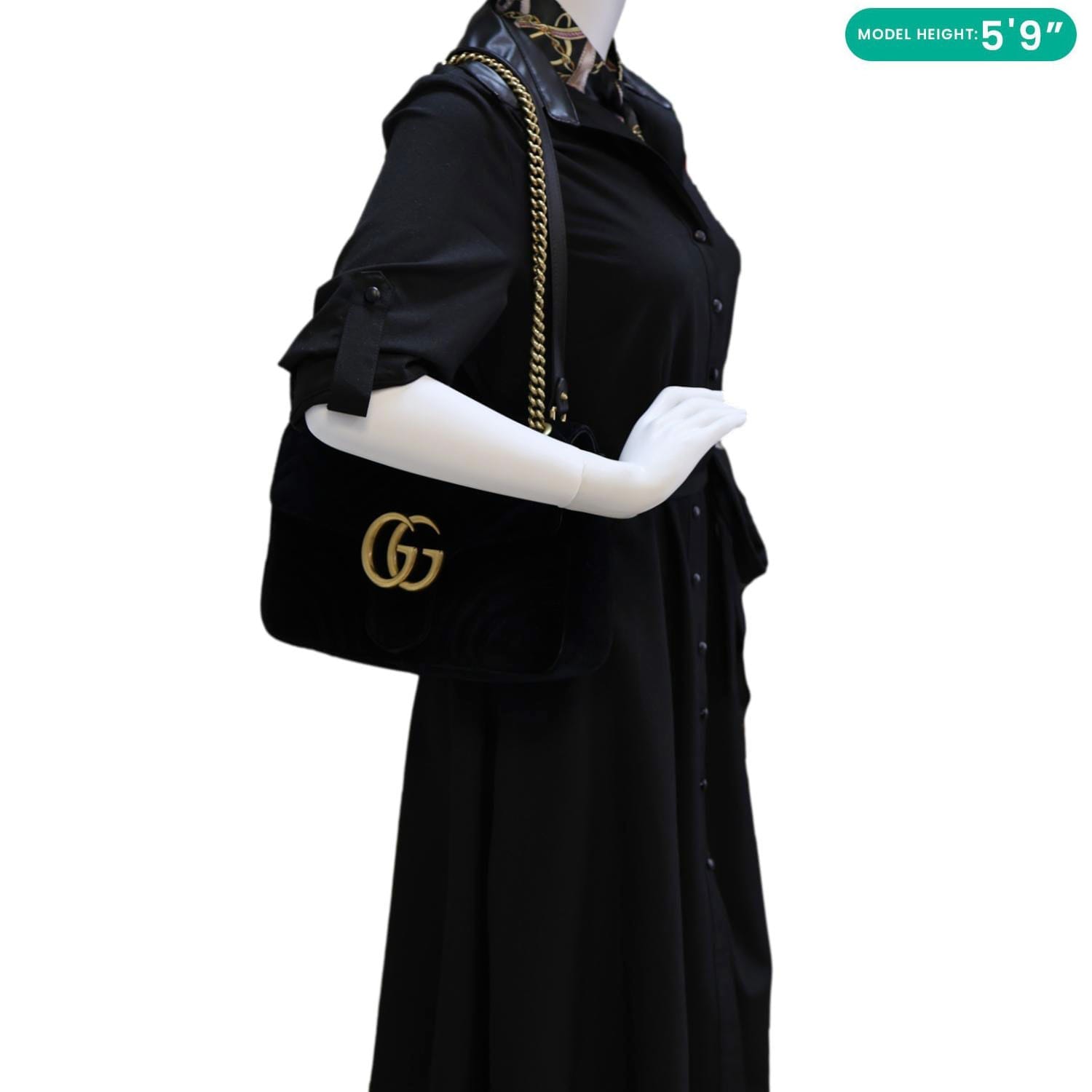 GUCCI GG Marmont Medium Matelasse Velvet Shoulder Bag Black 443496