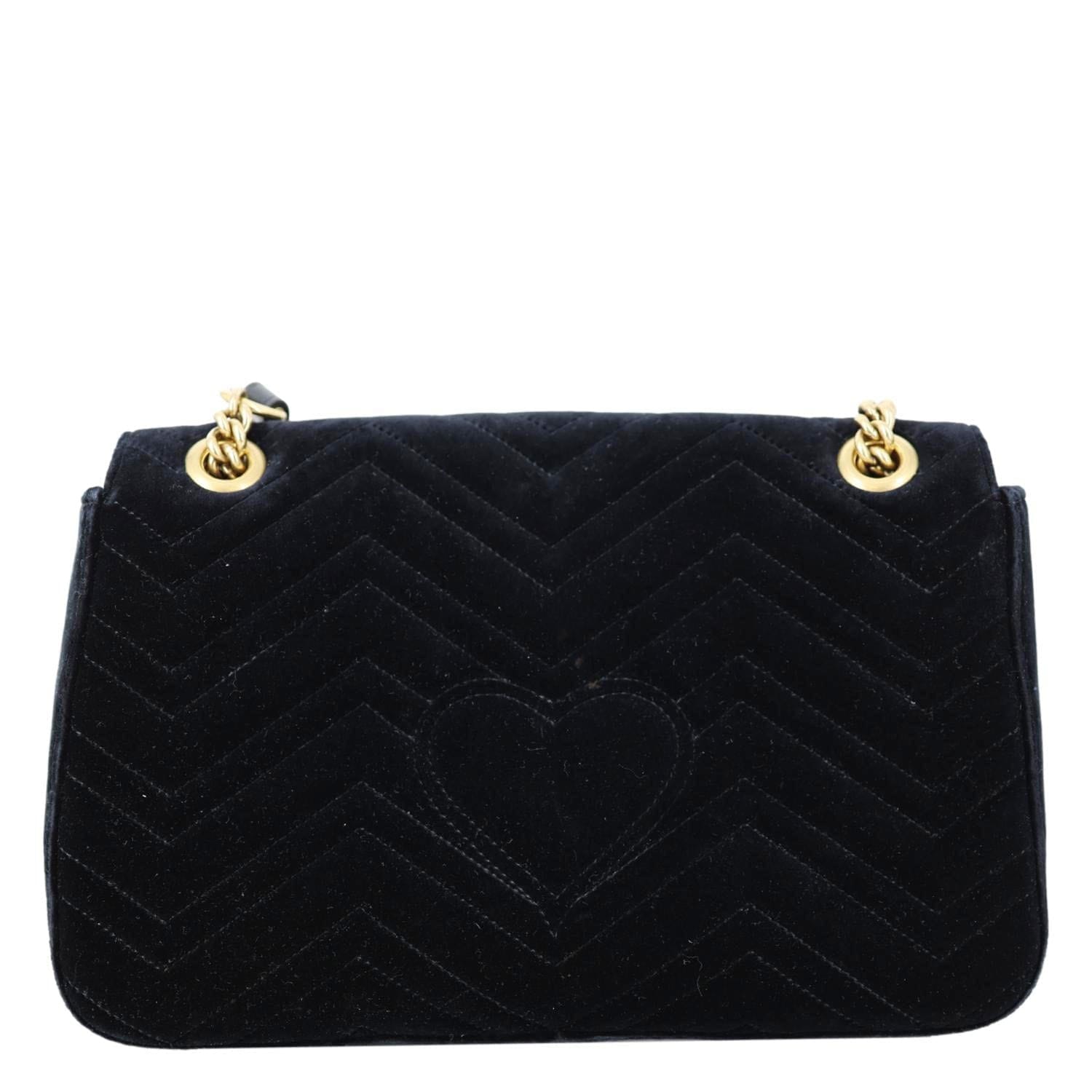 GUCCI GG Marmont Medium Matelasse Velvet Shoulder Bag Black 443496