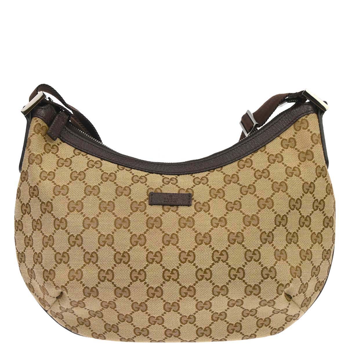 Gucci Brown Beige Canvas GG Shoulder Bag