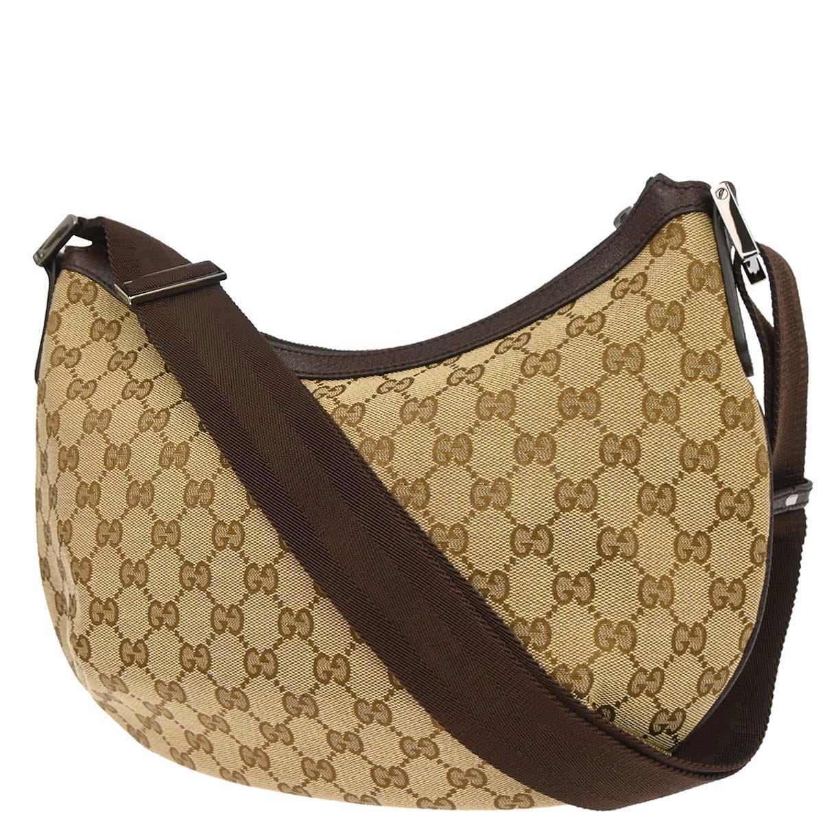Gucci Brown Beige Canvas GG Shoulder Bag