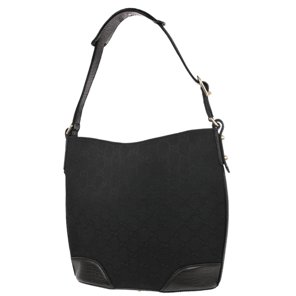 Gucci Black Horsebit GG Shoulder Bag