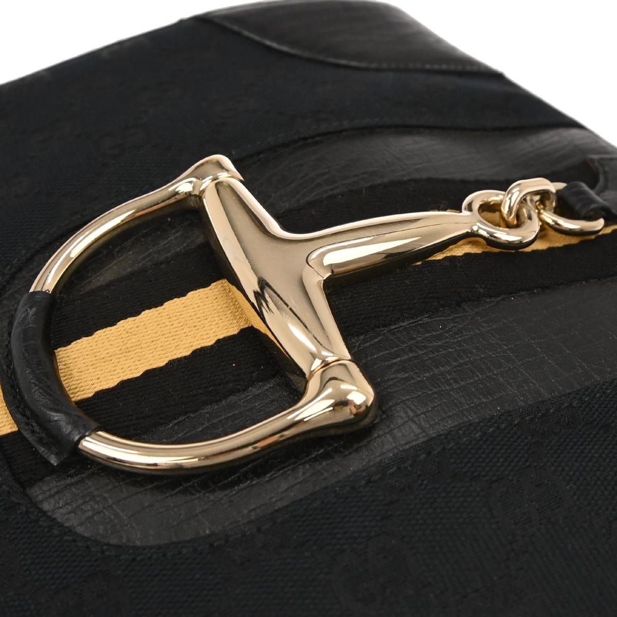 Gucci Black Horsebit GG Shoulder Bag