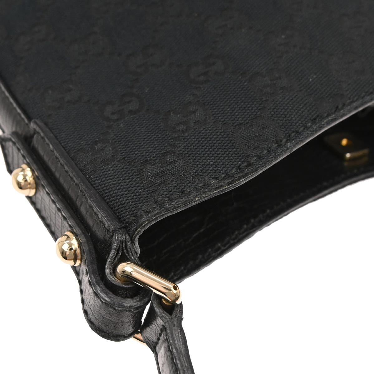 Gucci Black Horsebit GG Shoulder Bag