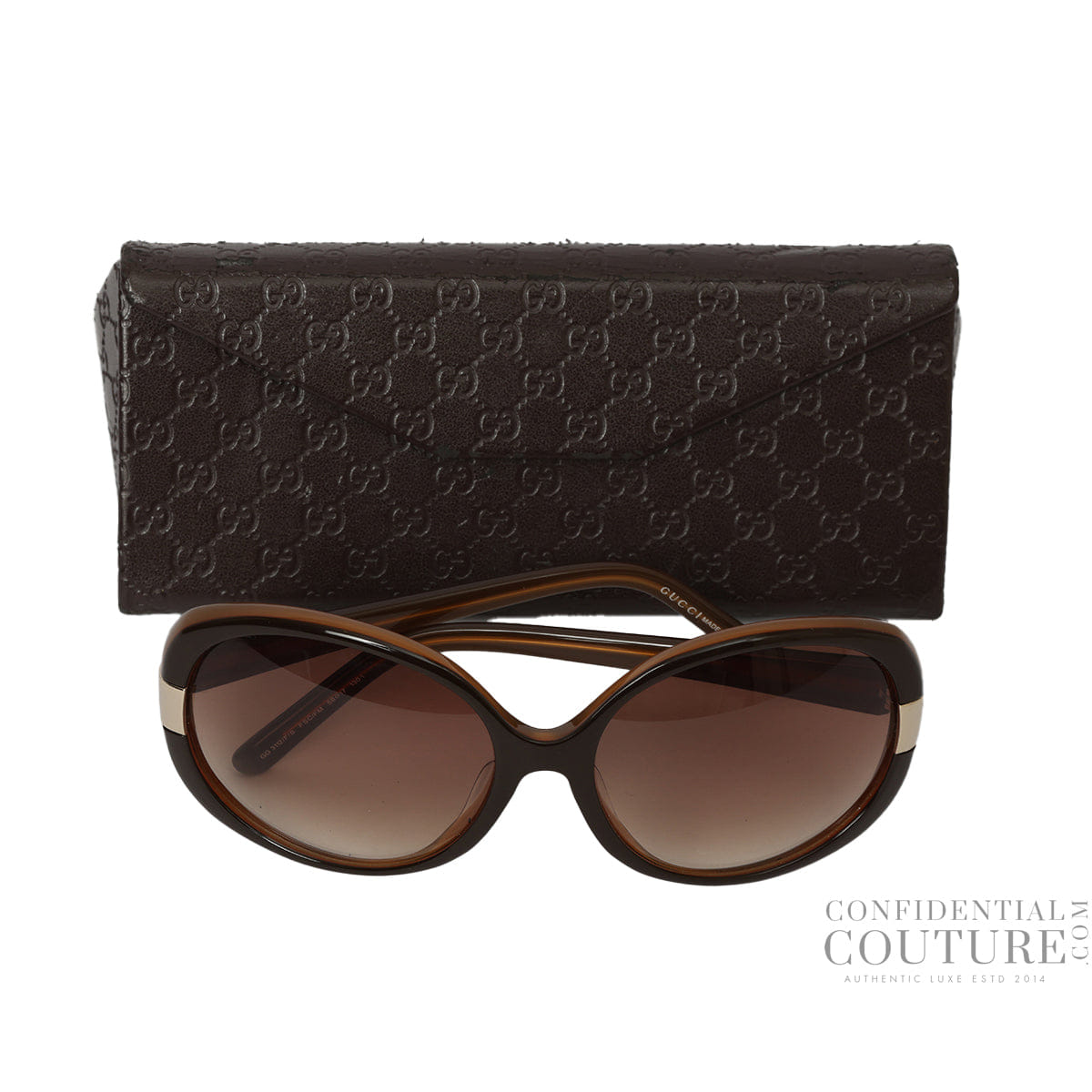 Gucci Brown Gradient Metal Frame Cat Eye Sunglasses