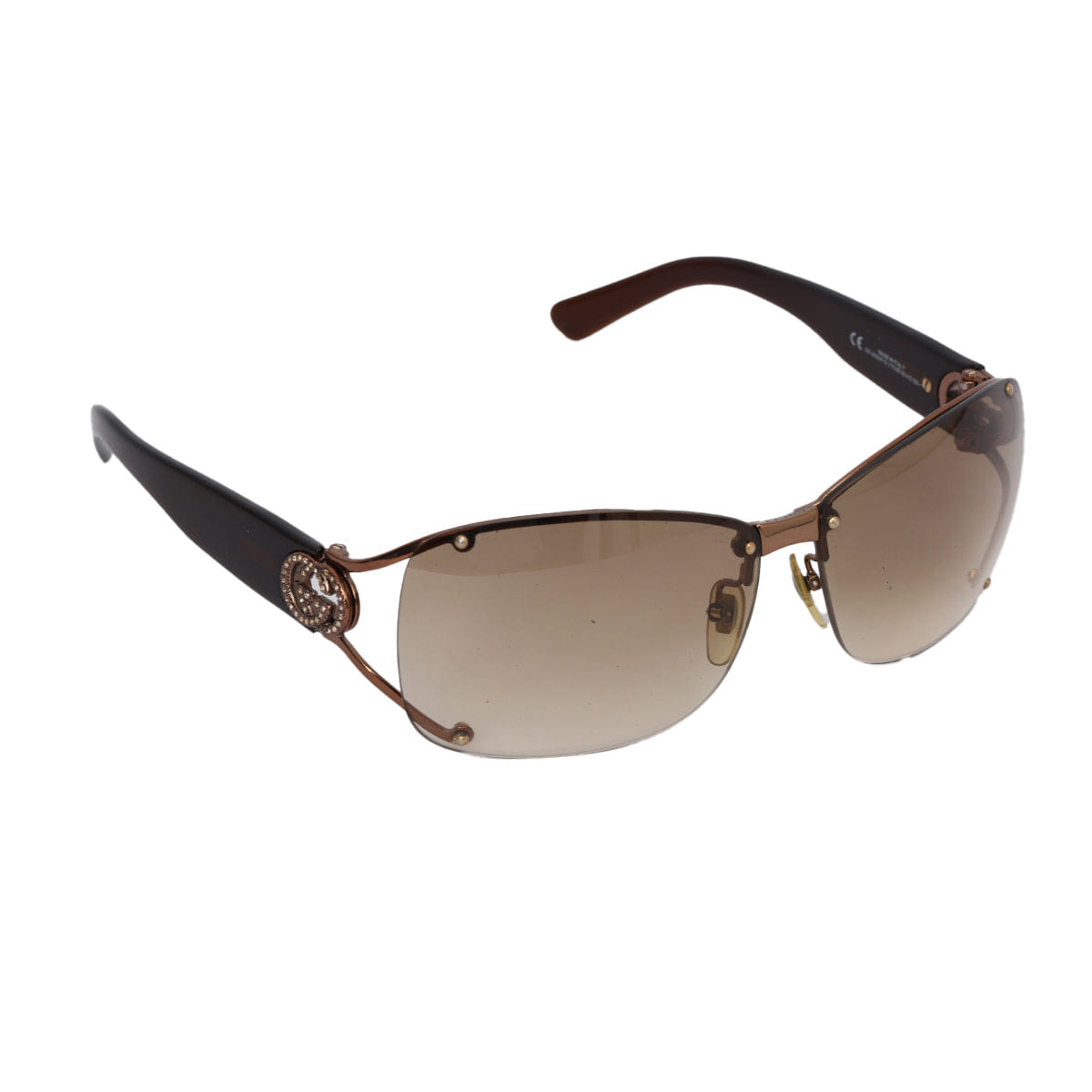 Gucci Bronze Metal Frame Gradient Tint Crystal GG Sunglasses - 2820