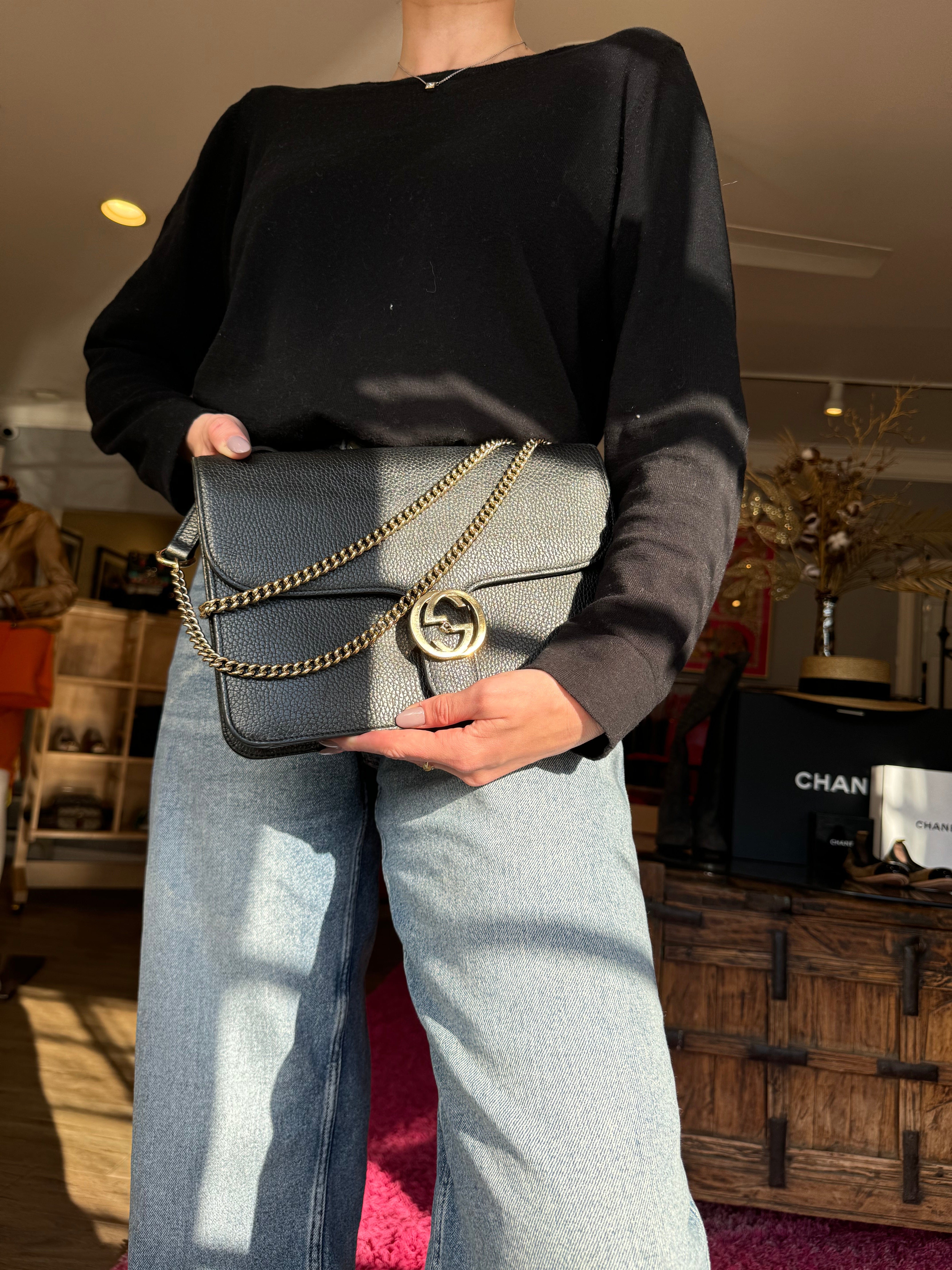 Gucci Medium Dollar Leather Interlocking GG Bag