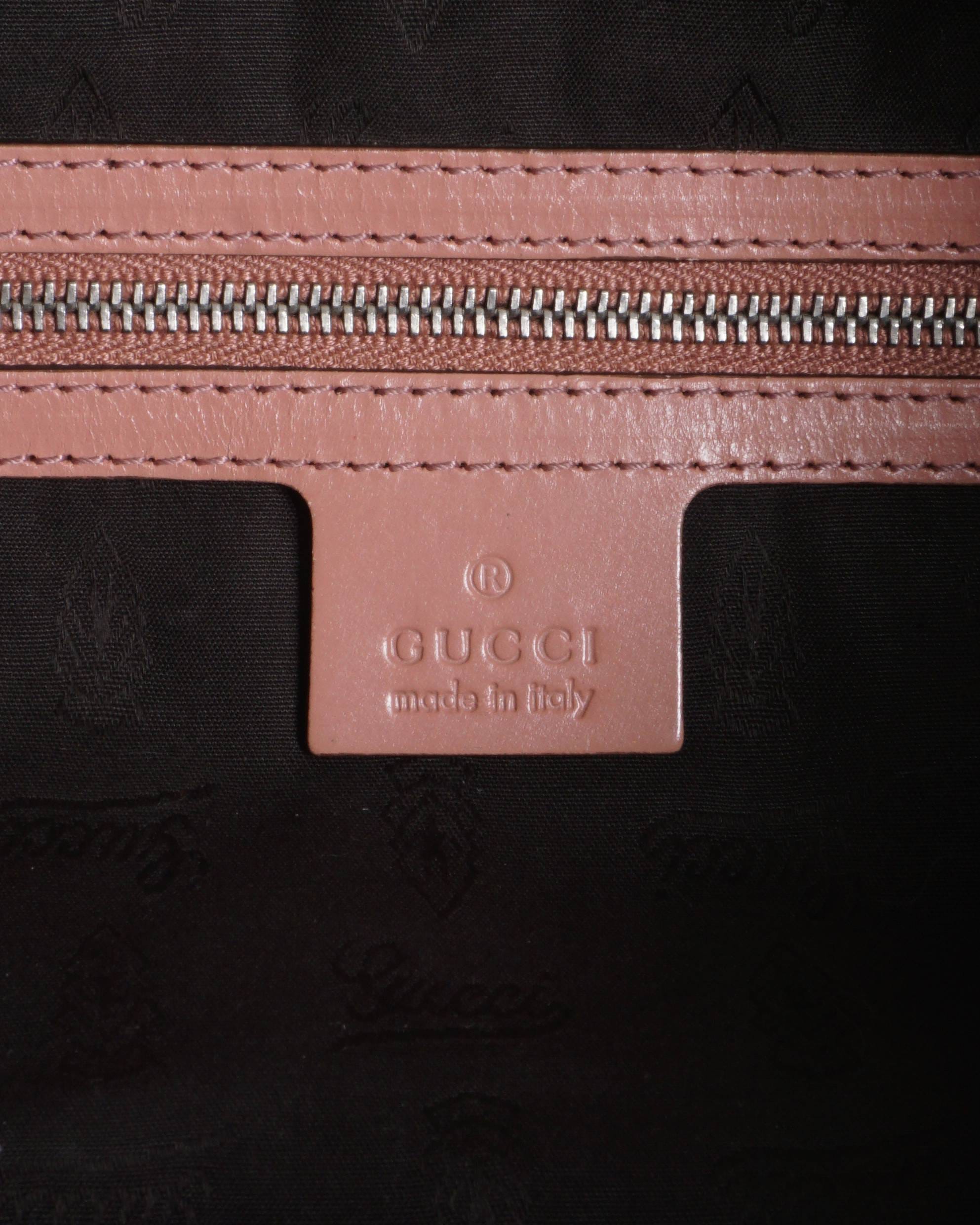 Gucci Vintage GG Canvas Pink Leather Trim Shoulder Bag