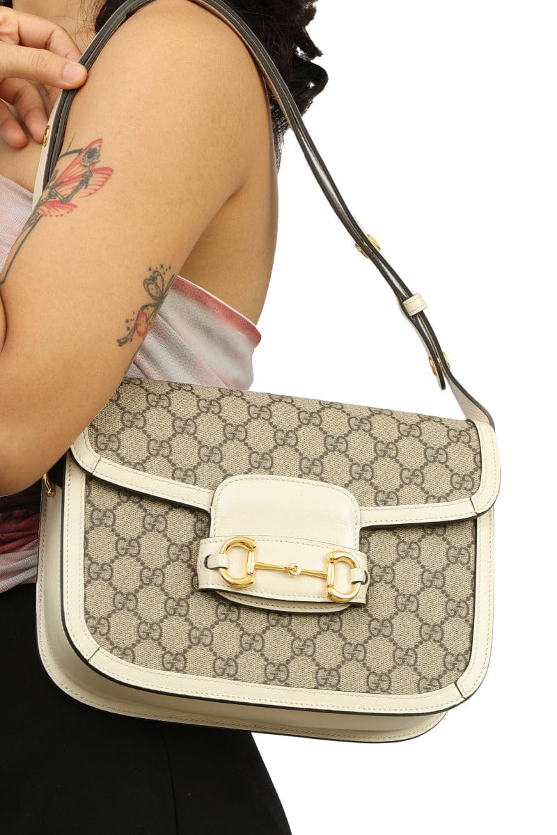 Gucci White Horsebit Smalls 1955 Shoulder Bag