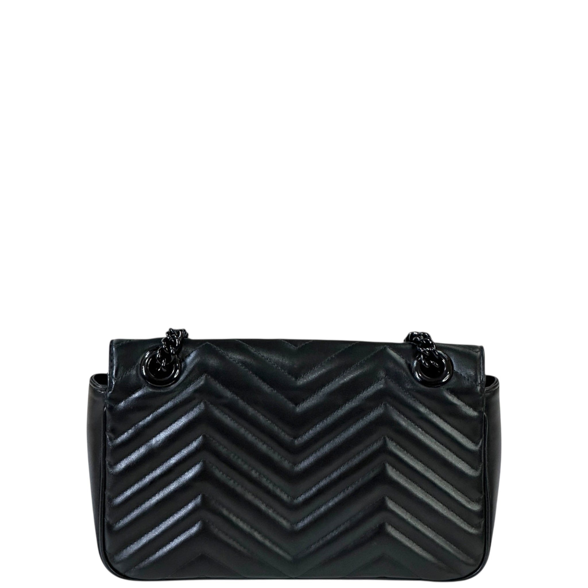 Gucci GG Marmont Shoulder Bag Small Black Matelassé Chevron