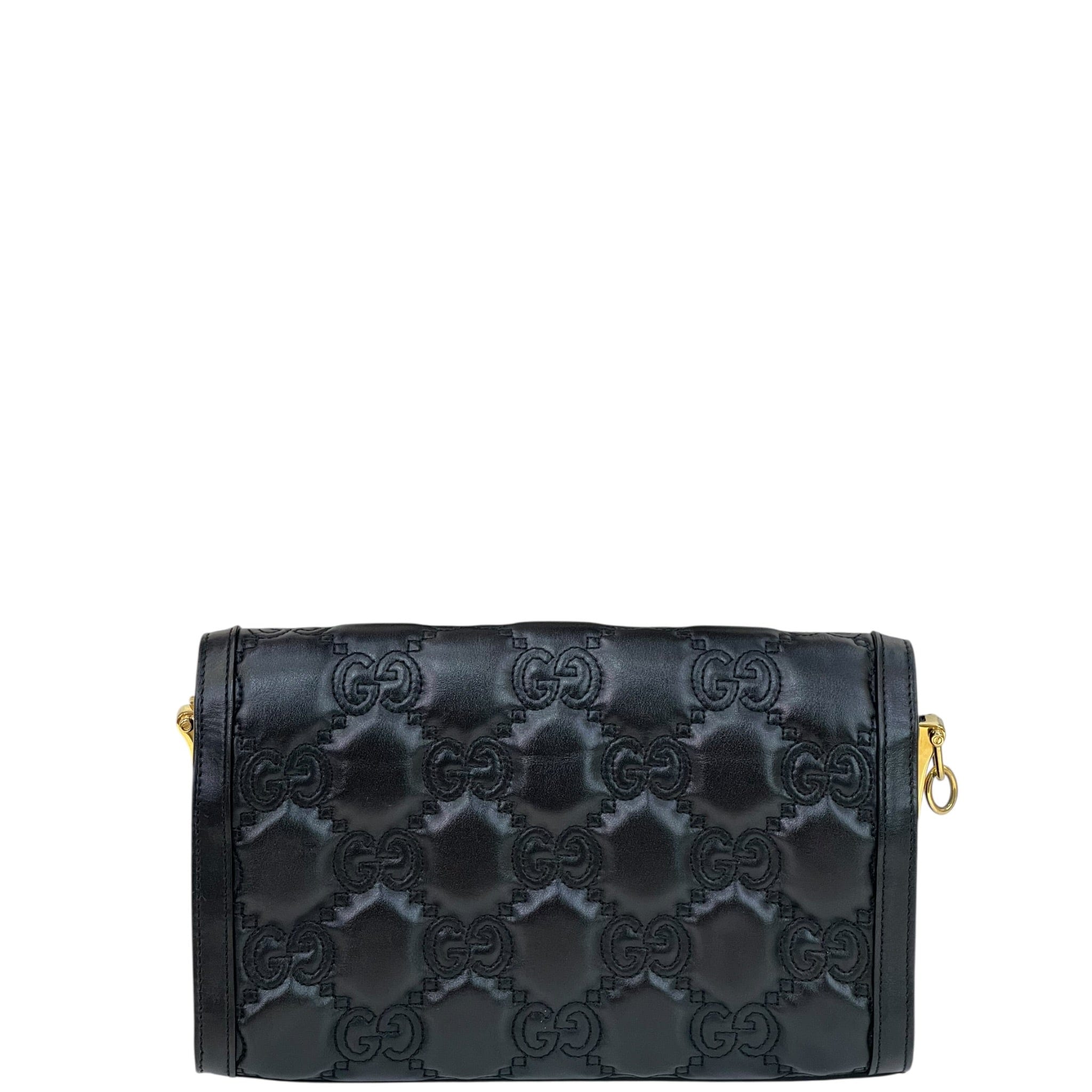 Gucci GG Matelassé Small Shoulder Bag Black Guccissima Leather