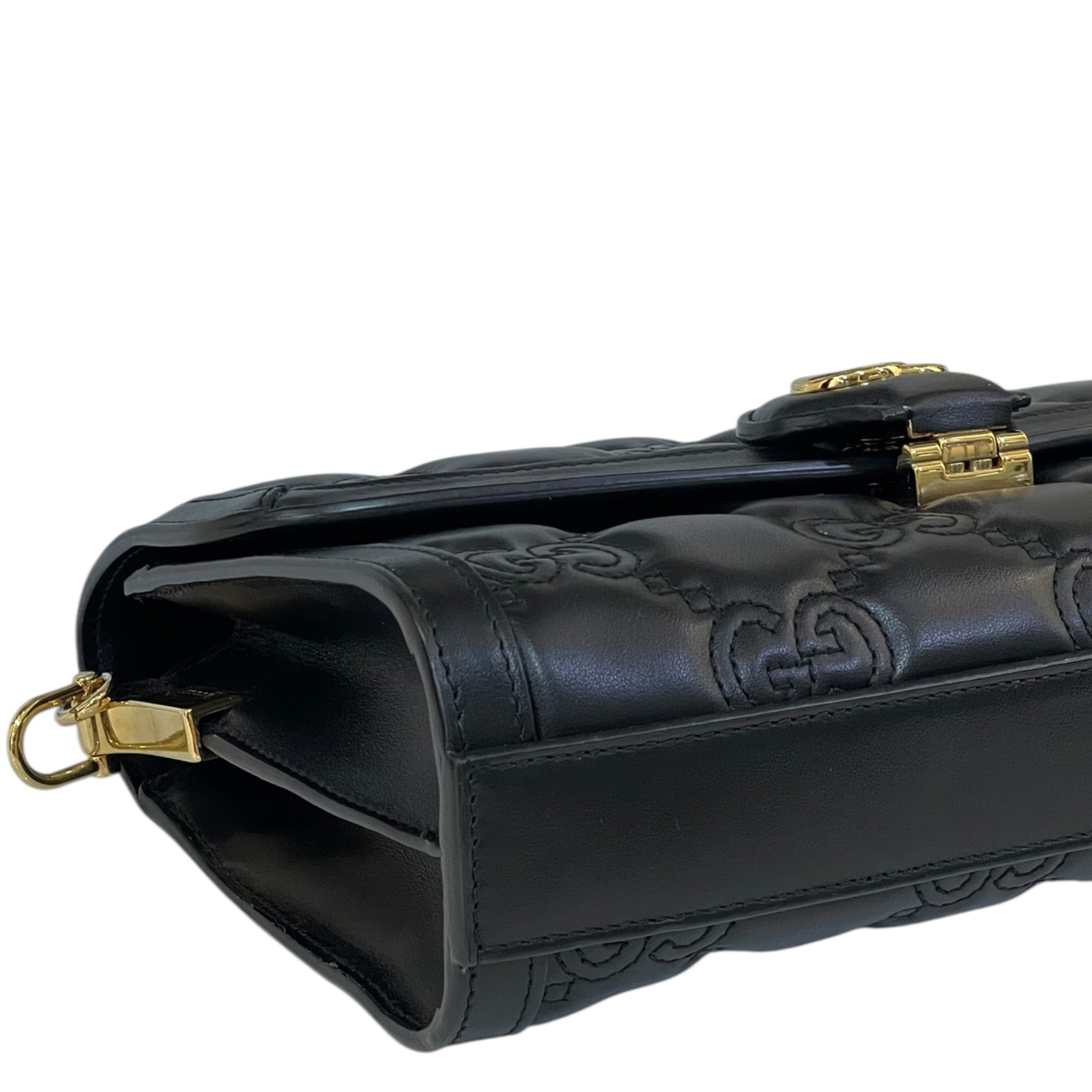 Gucci GG Matelassé Small Shoulder Bag Black Guccissima Leather
