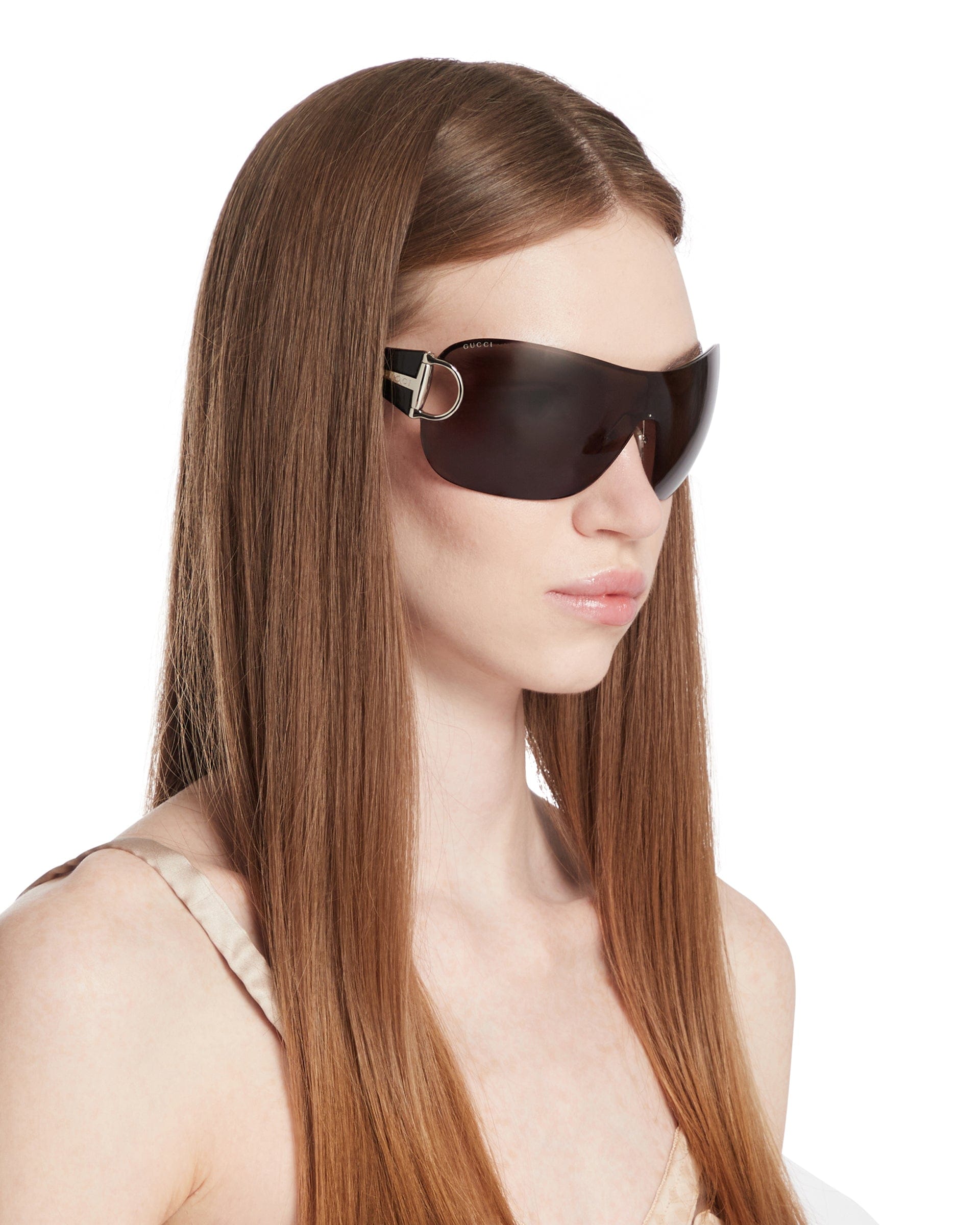 Gucci Occhiali Da Sole A Mascherina Neri