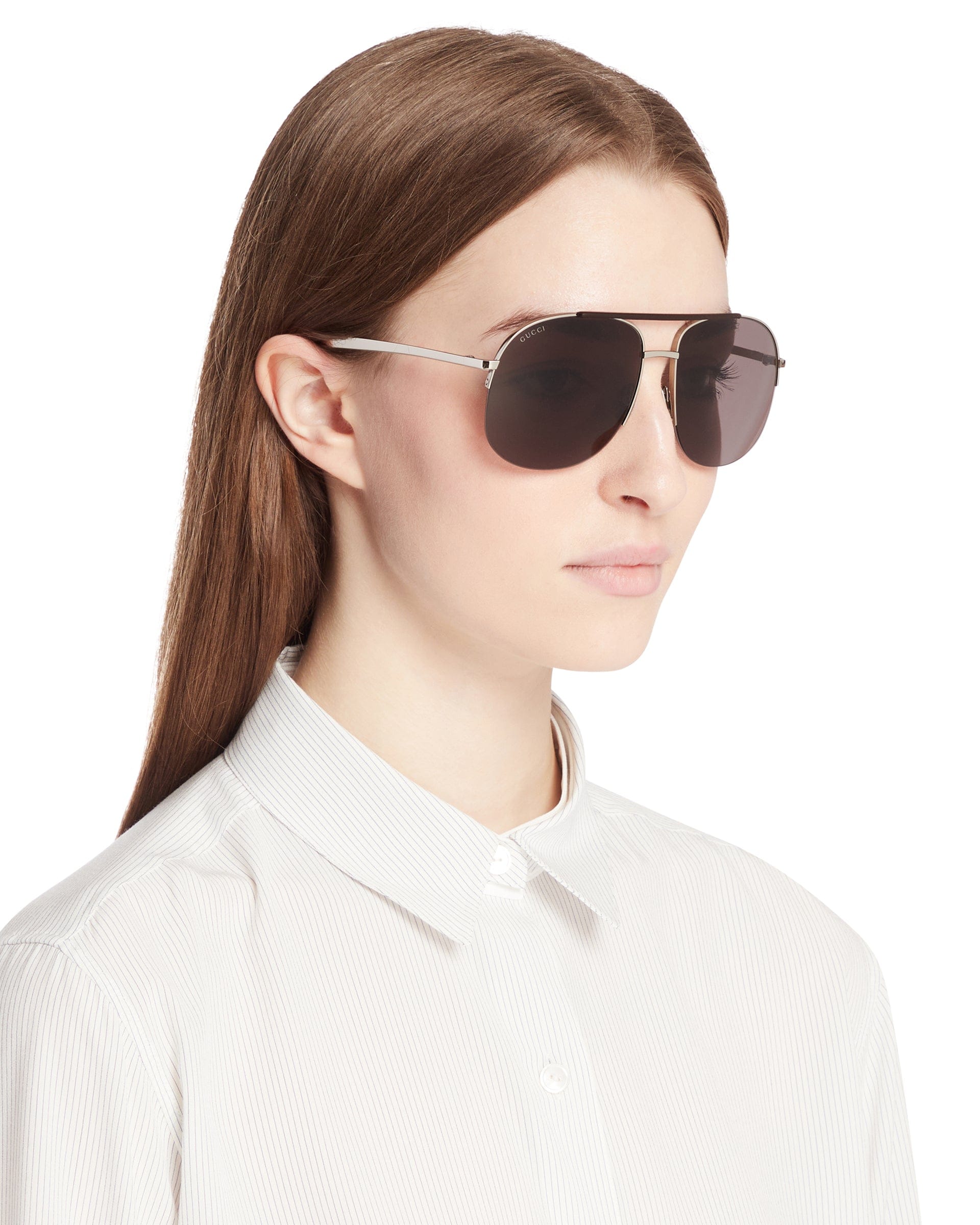 Gucci Occhiali Da Sole Navigator Argentati