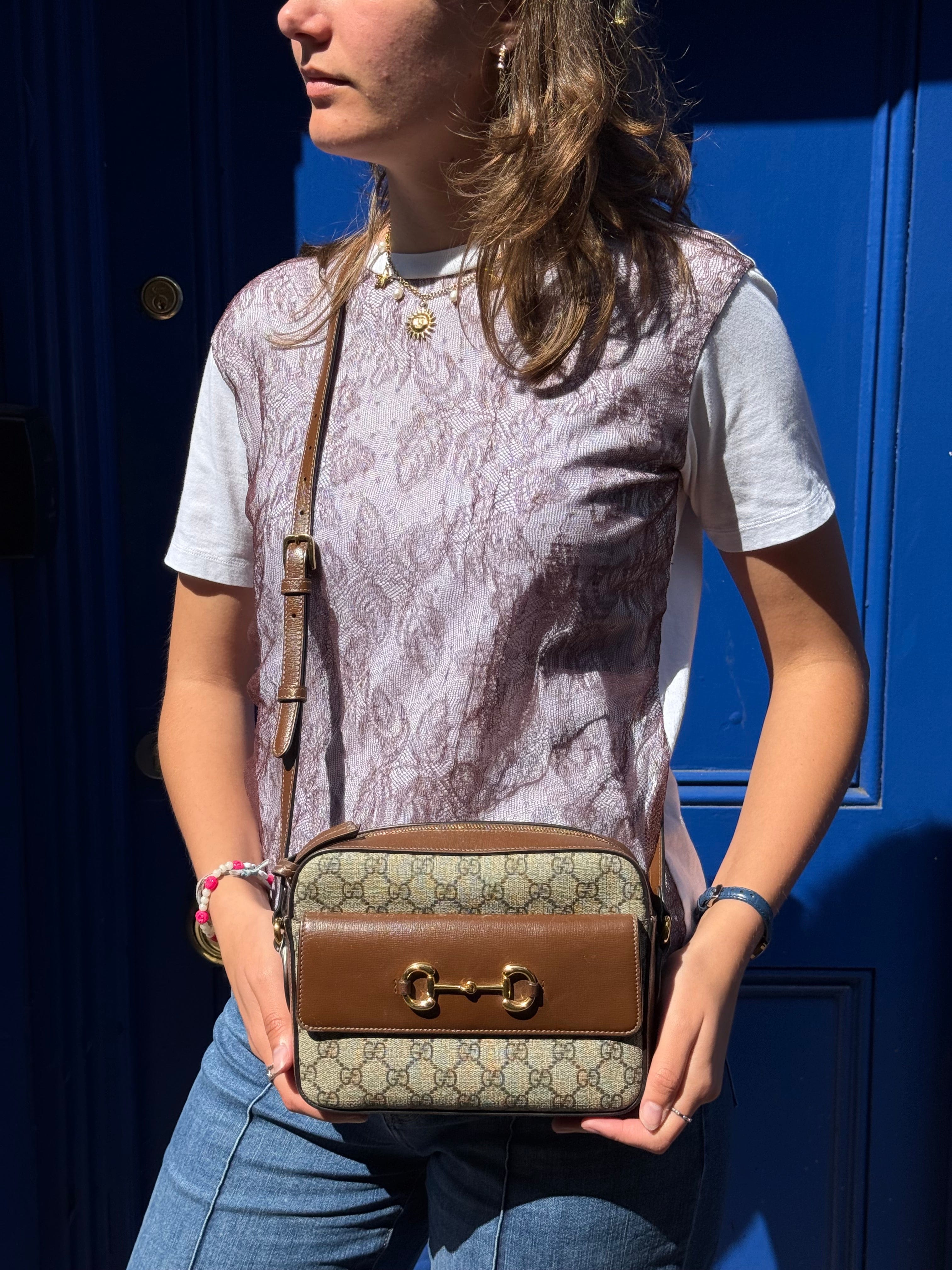 Gucci Monogram Canvas & Leather Horsebit 1955 Shoulder Bag