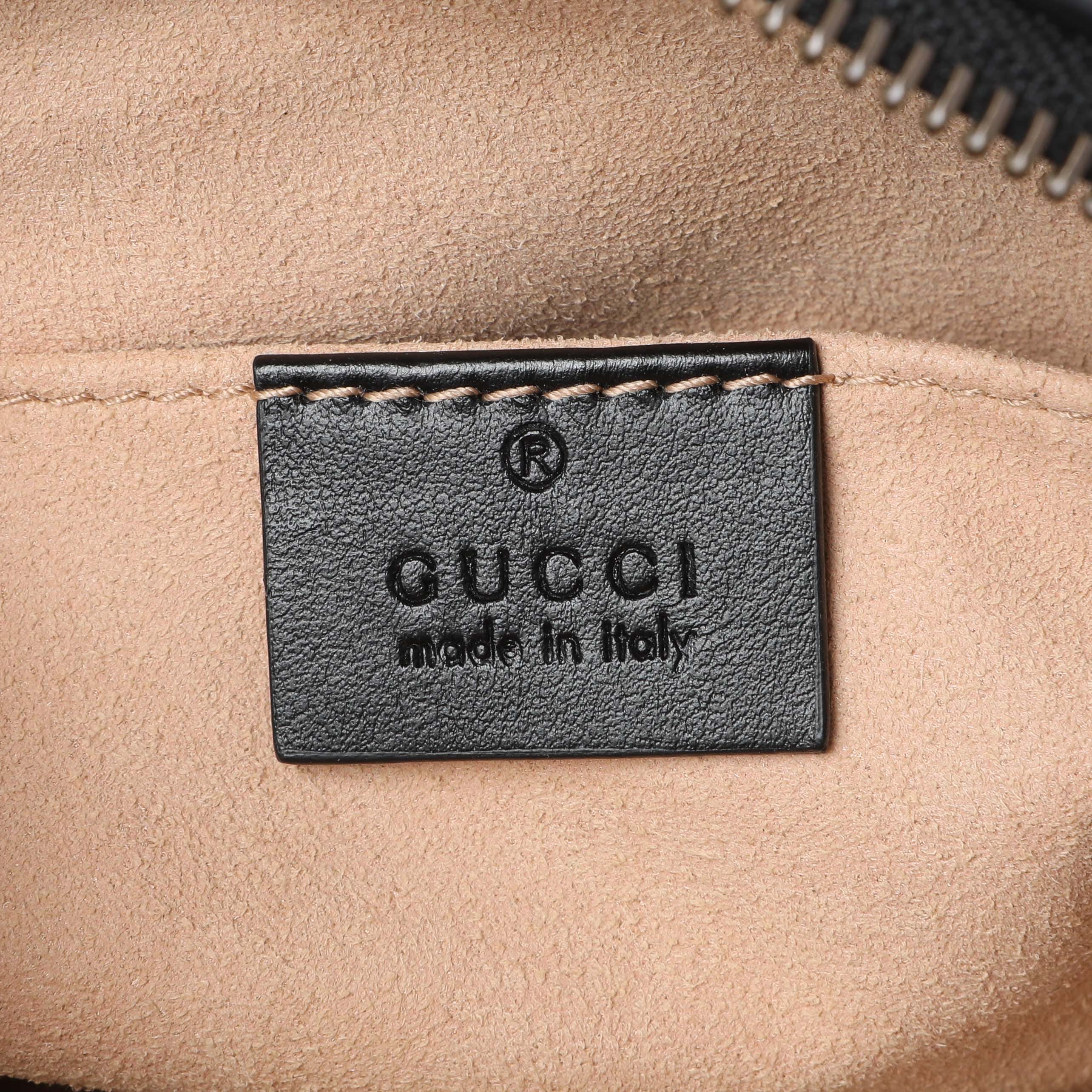 Gucci Black Calfskin Matelasse Mini GG Marmont Chain Shoulder Bag
