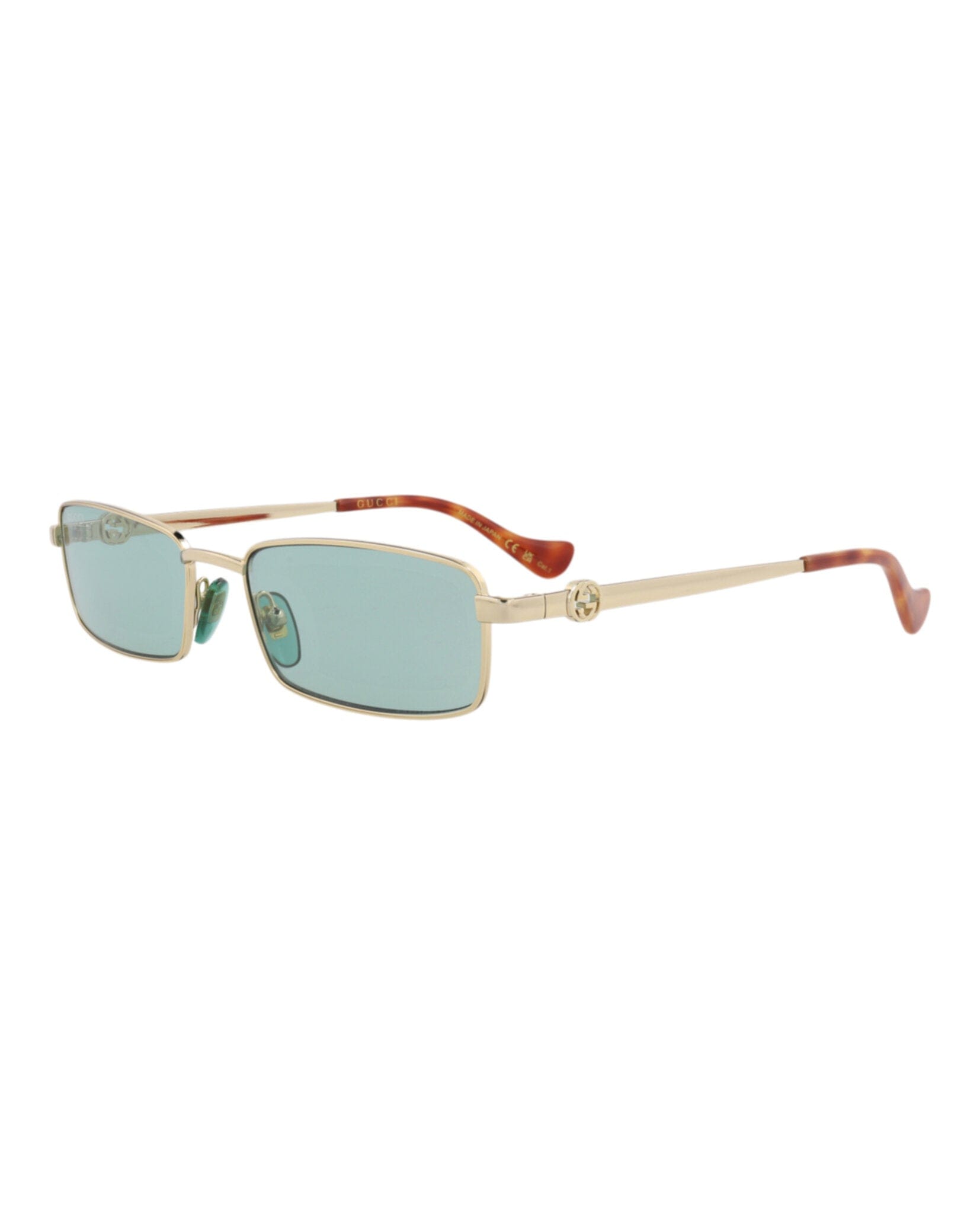 Gucci Womens Square/Rectangle Gold Gold Green Fashion Designer Eyewear