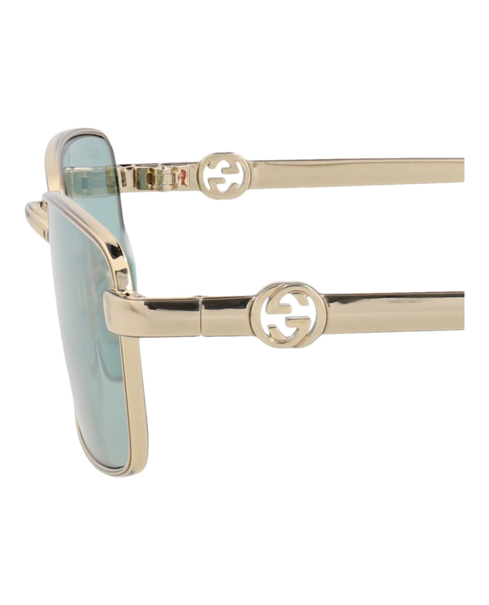 Gucci Womens Square/Rectangle Gold Gold Green Fashion Designer Eyewear
