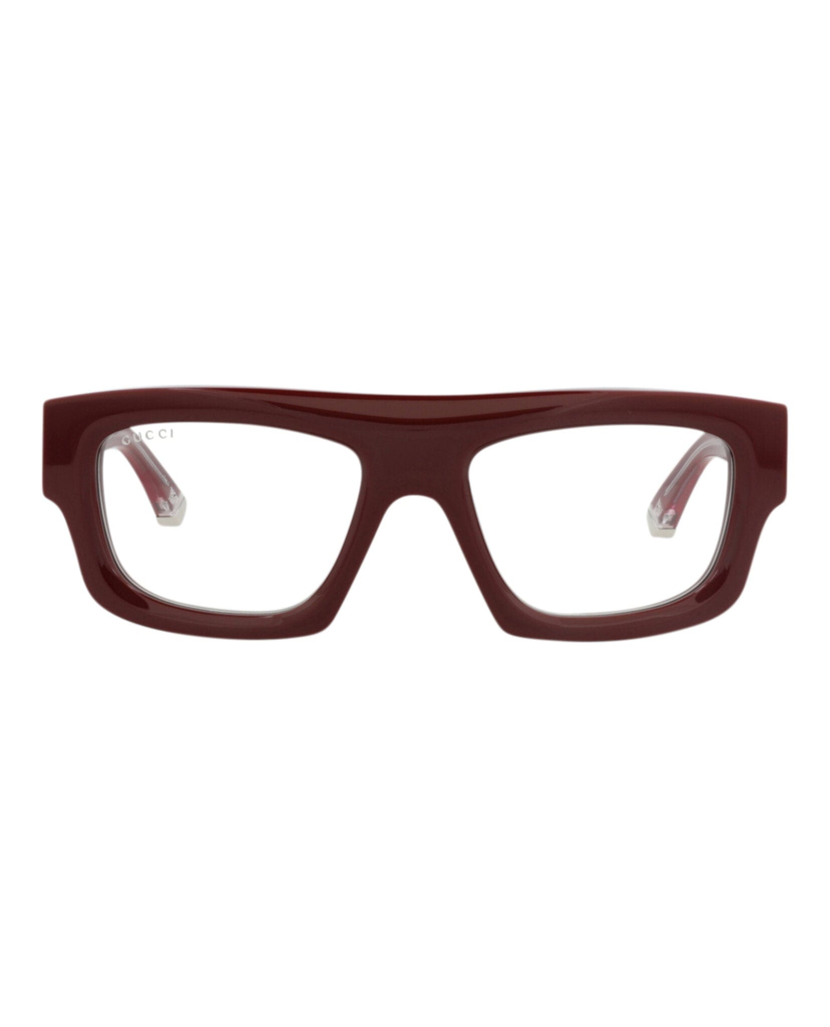 Gucci Mens Square/Rectangle Burgundy Burgundy Transparent Fashion Designer Eyewear