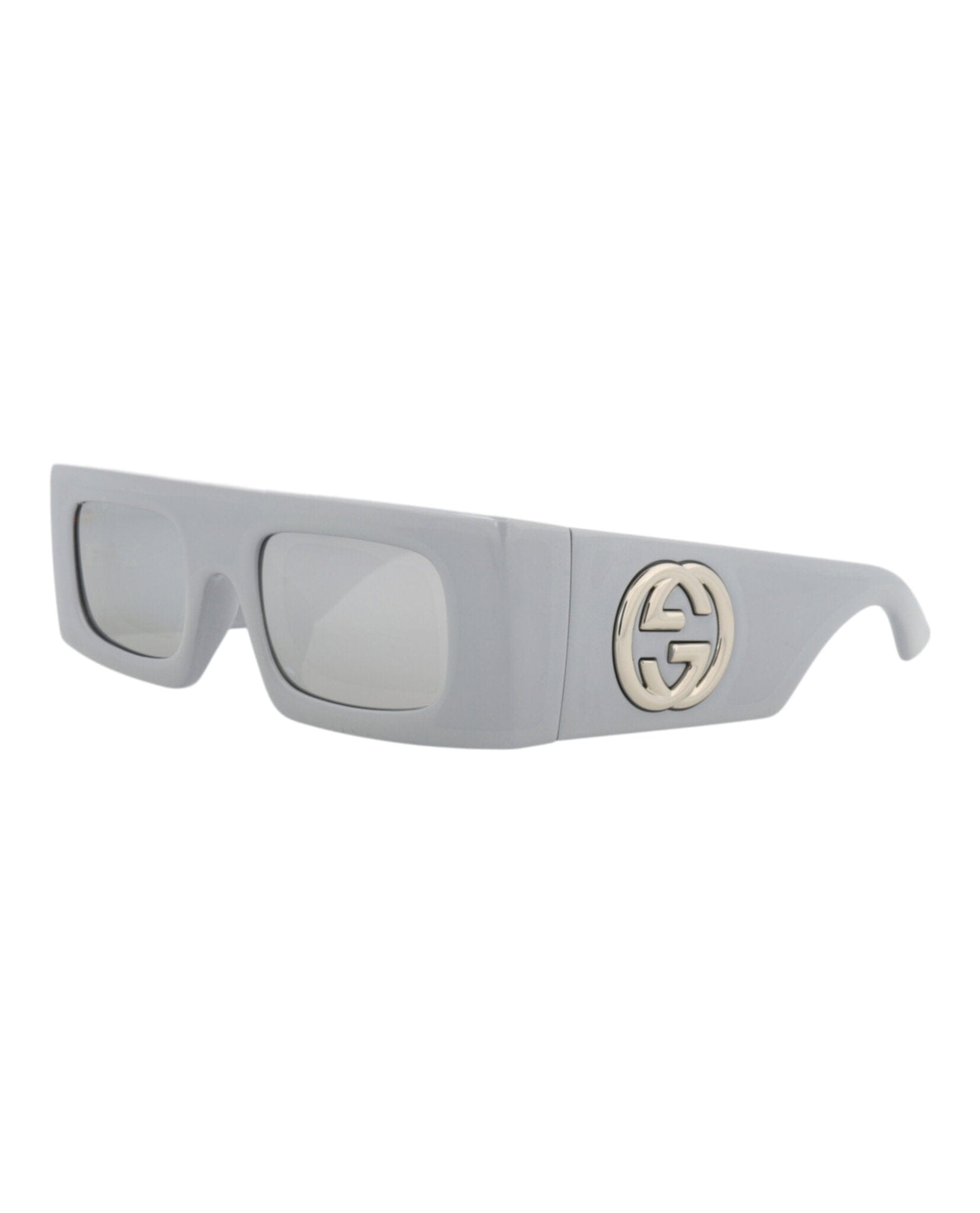Gucci Womens Shield/Wrap Silver Silver Silver Fashion Designer Eyewear