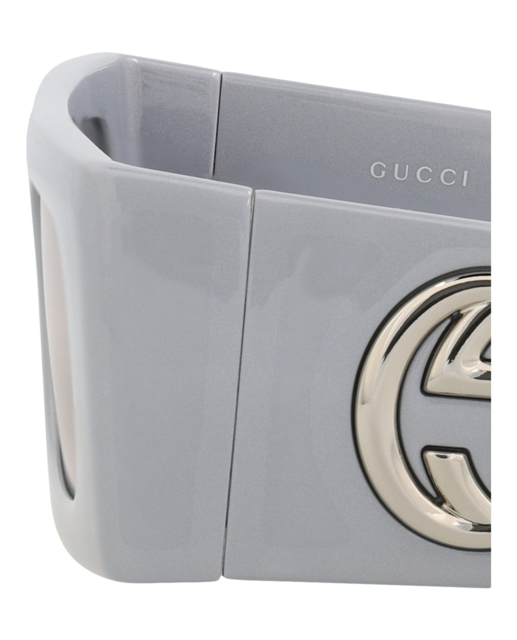 Gucci Womens Shield/Wrap Silver Silver Silver Fashion Designer Eyewear