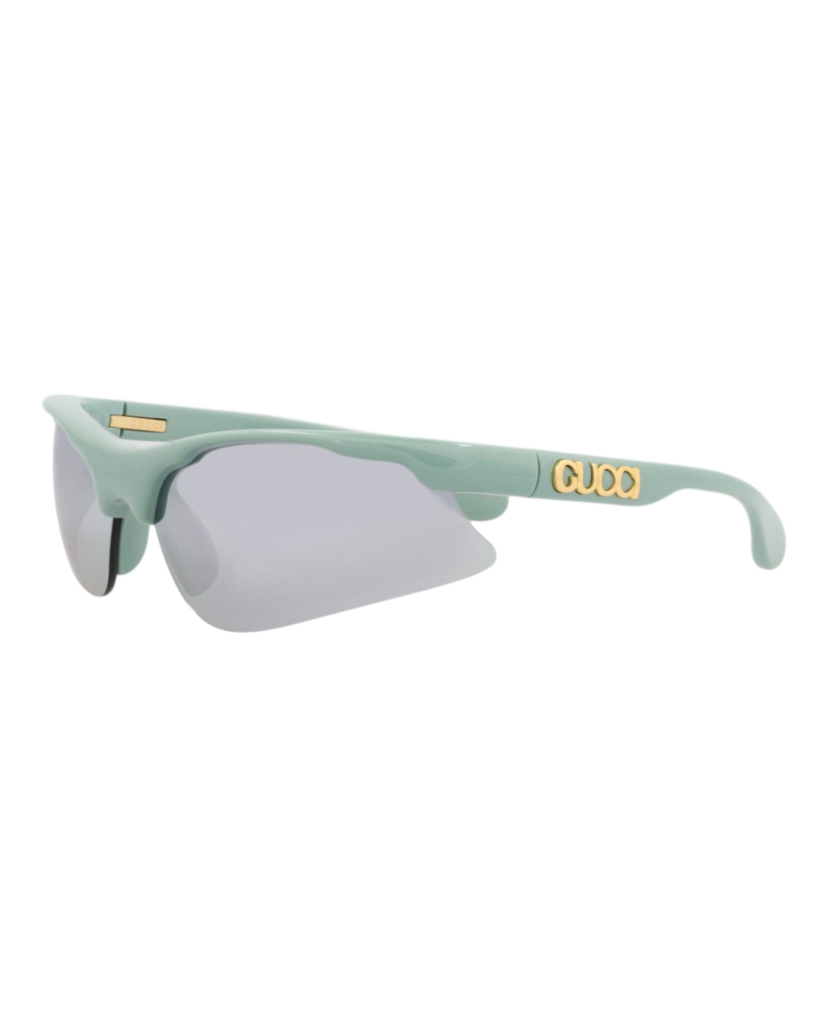 Gucci Mens Shield/Wrap Green Green Silver Fashion Designer Eyewear