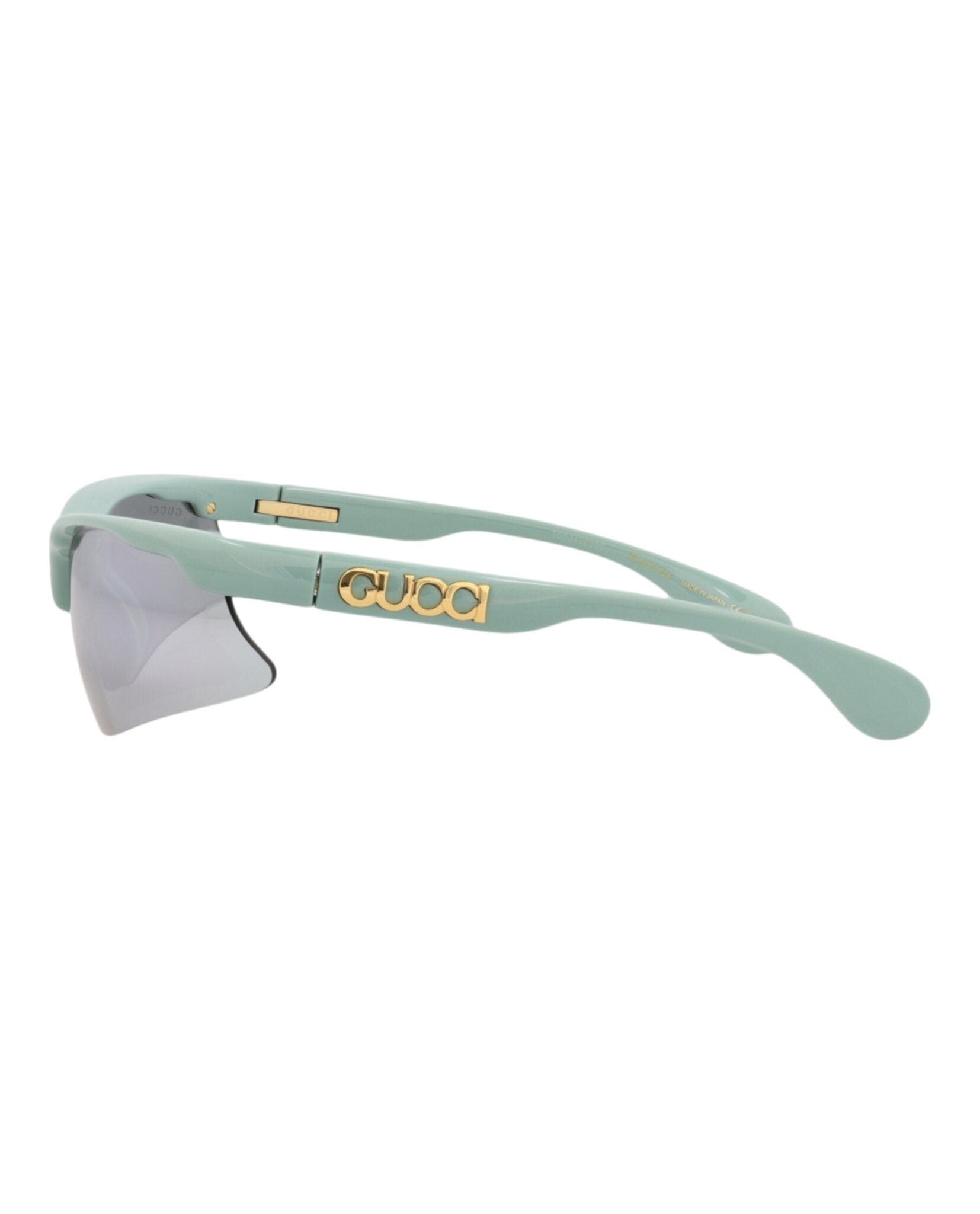 Gucci Mens Shield/Wrap Green Green Silver Fashion Designer Eyewear