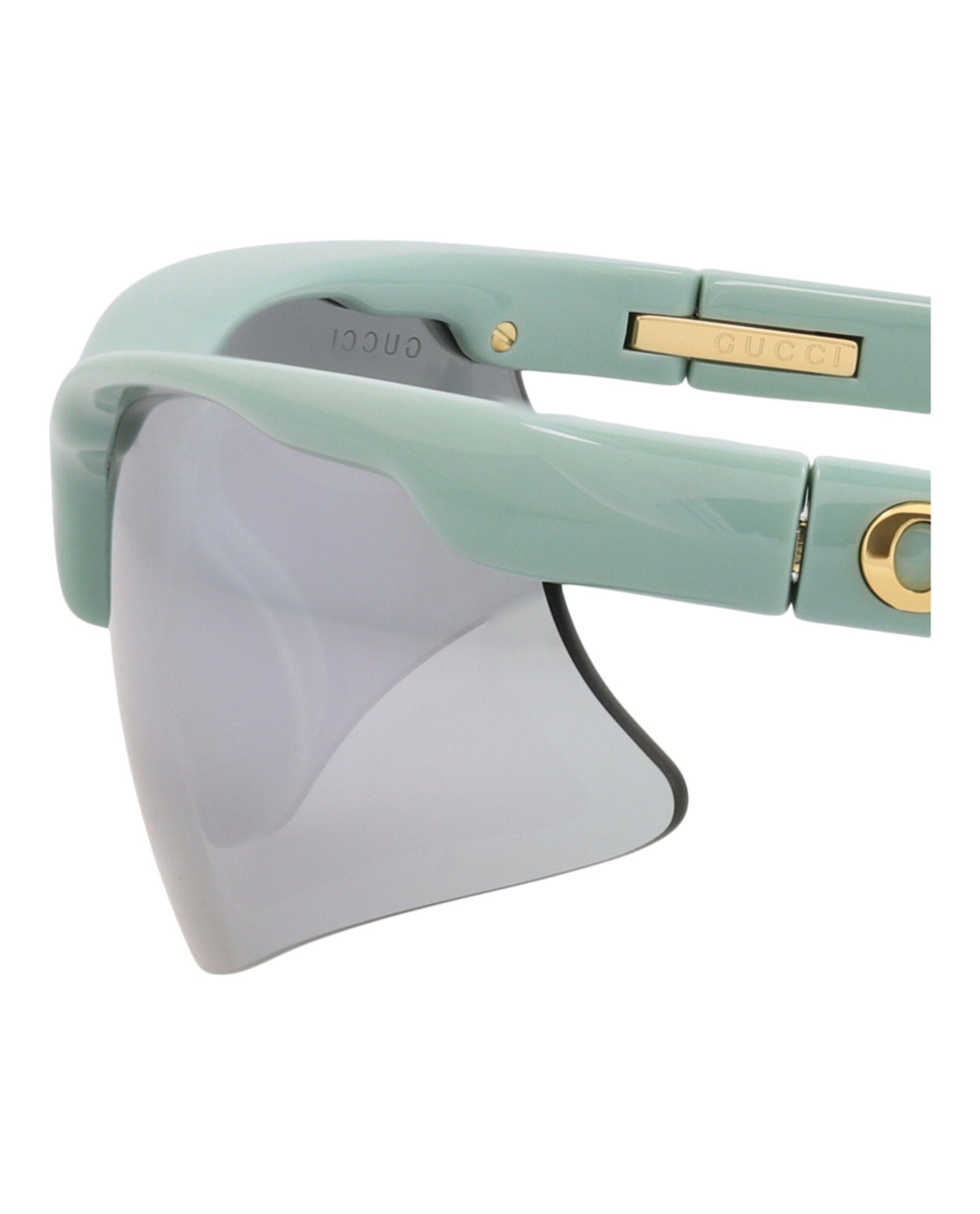 Gucci Mens Shield/Wrap Green Green Silver Fashion Designer Eyewear