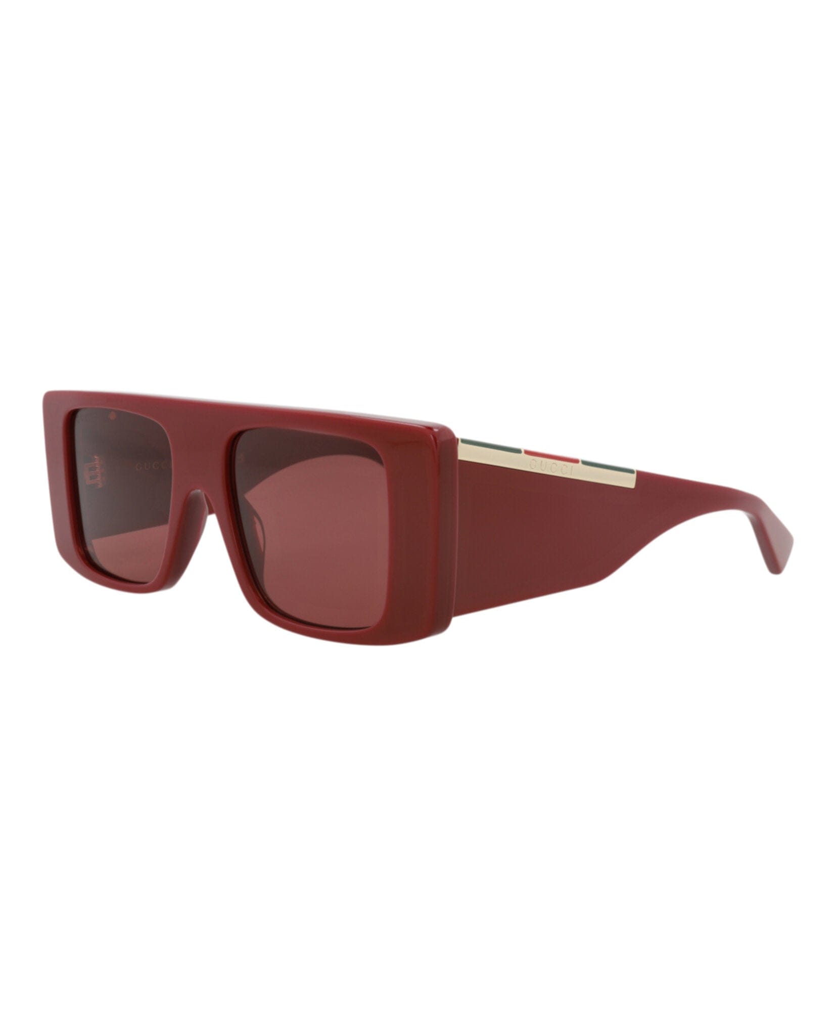 Gucci Mens Square/Rectangle Burgundy Burgundy Red Fashion Designer Eyewear