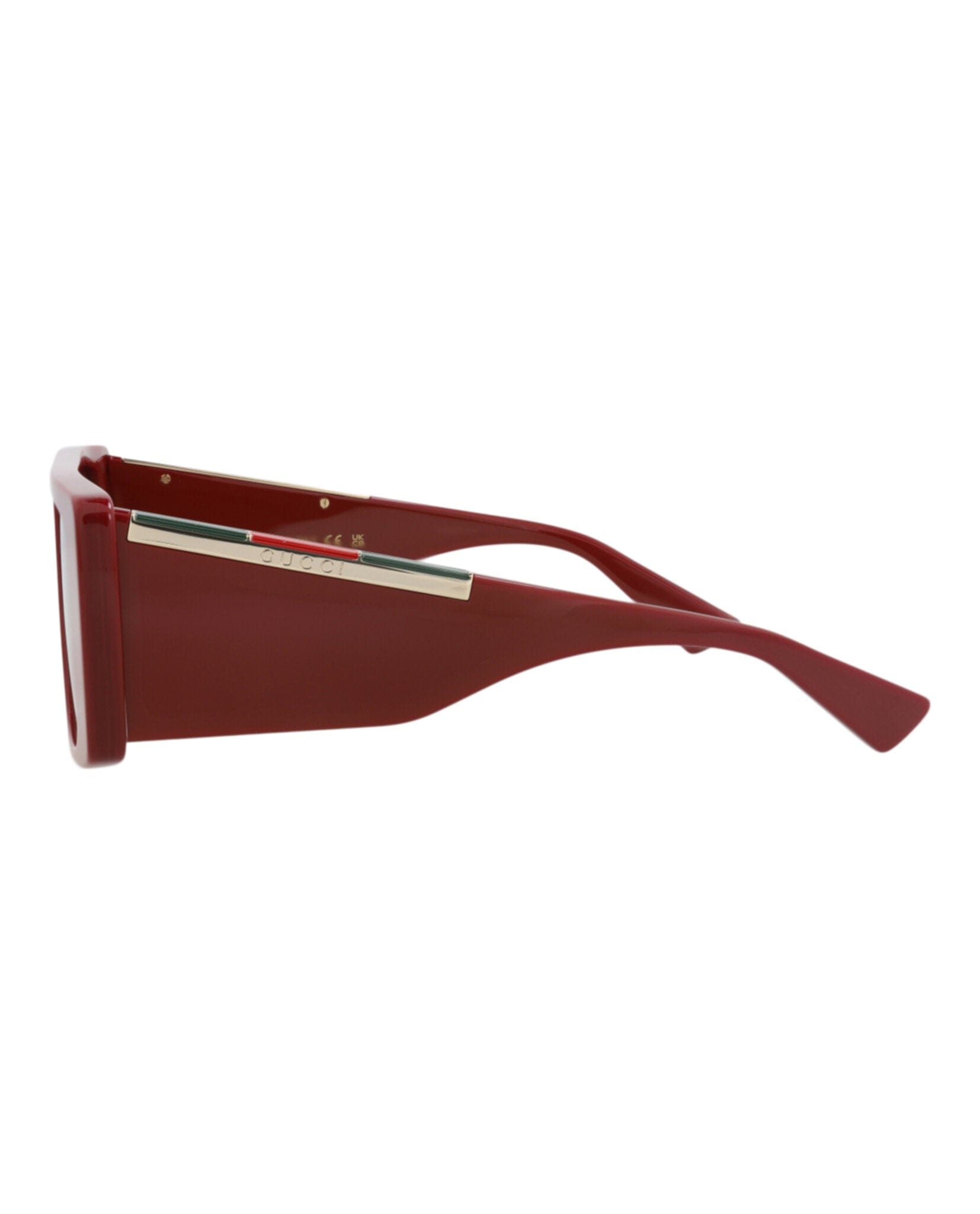 Gucci Mens Square/Rectangle Burgundy Burgundy Red Fashion Designer Eyewear