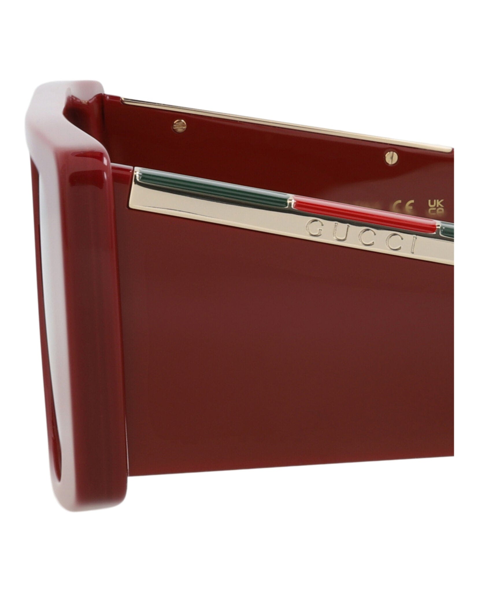 Gucci Mens Square/Rectangle Burgundy Burgundy Red Fashion Designer Eyewear