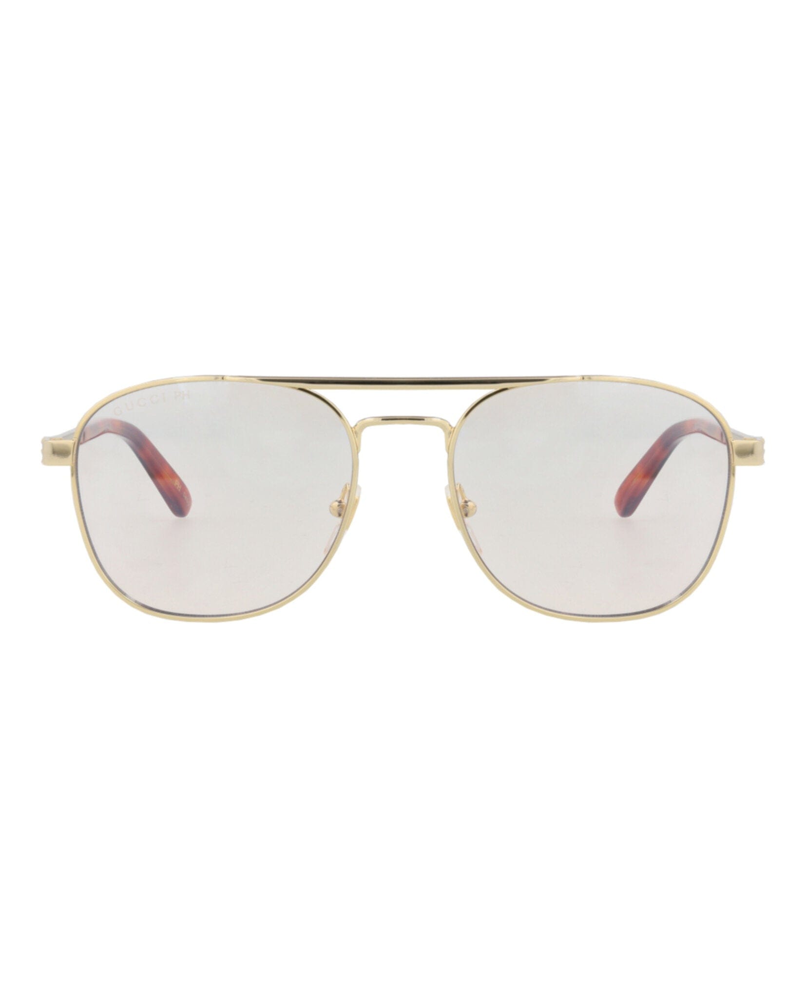 Gucci Mens Aviator Gold Havana Transparent Fashion Designer Eyewear