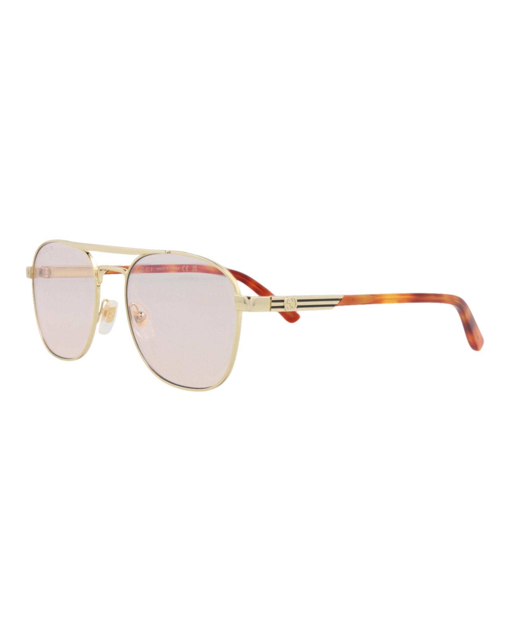 Gucci Mens Aviator Gold Havana Transparent Fashion Designer Eyewear