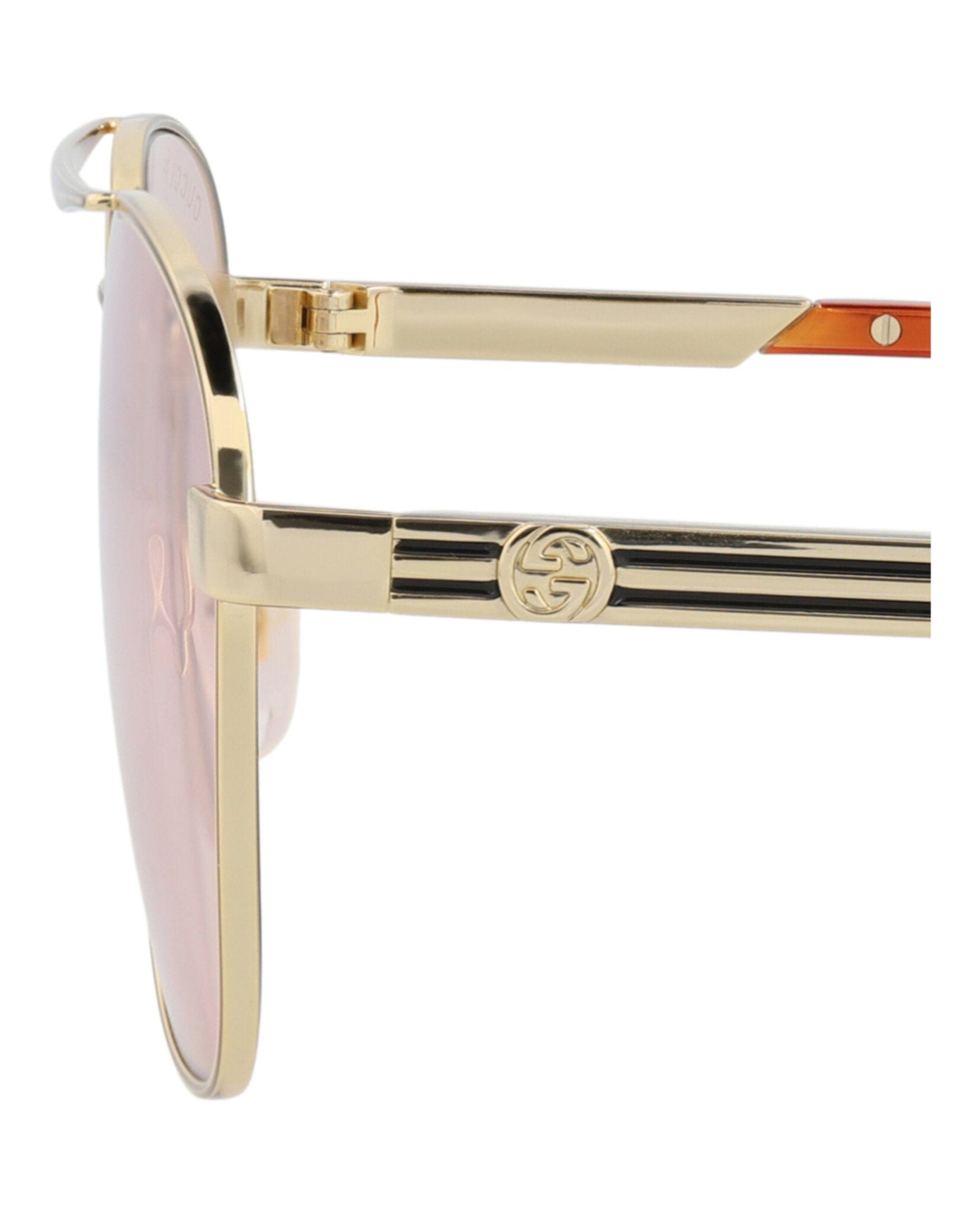 Gucci Mens Aviator Gold Havana Transparent Fashion Designer Eyewear