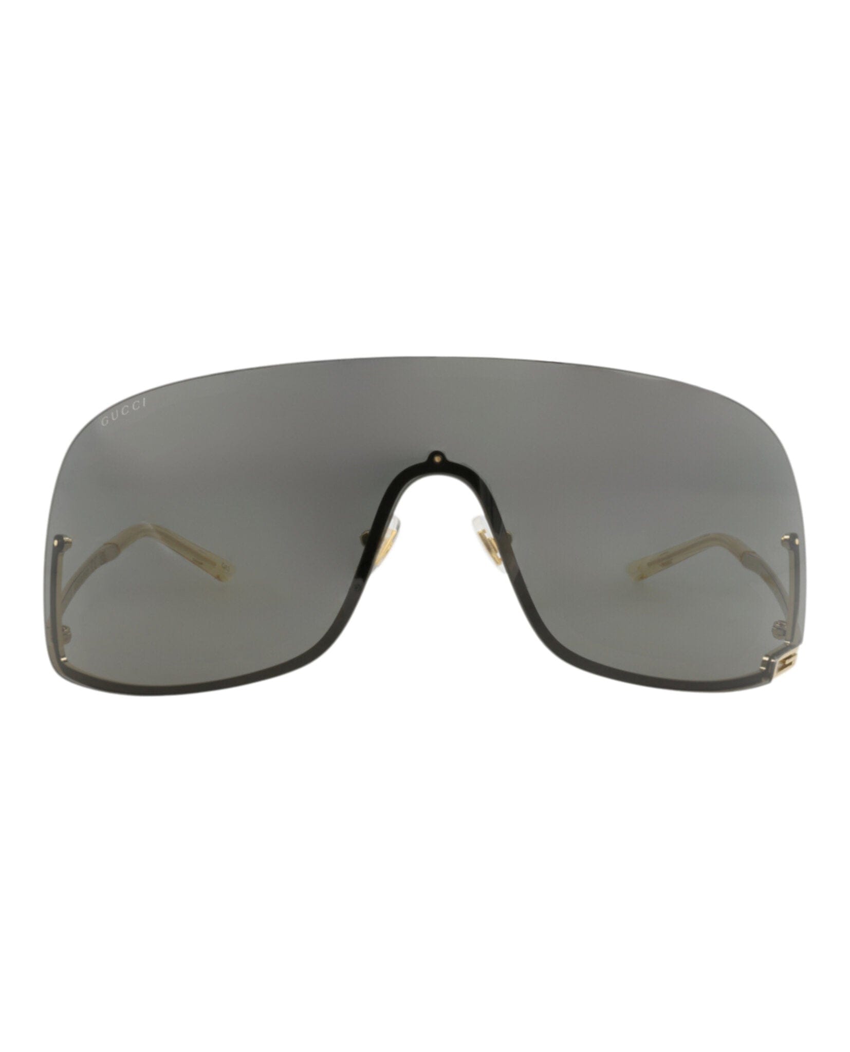Gucci Unisex Shield/Wrap Gold Gold Grey Fashion Designer Eyewear