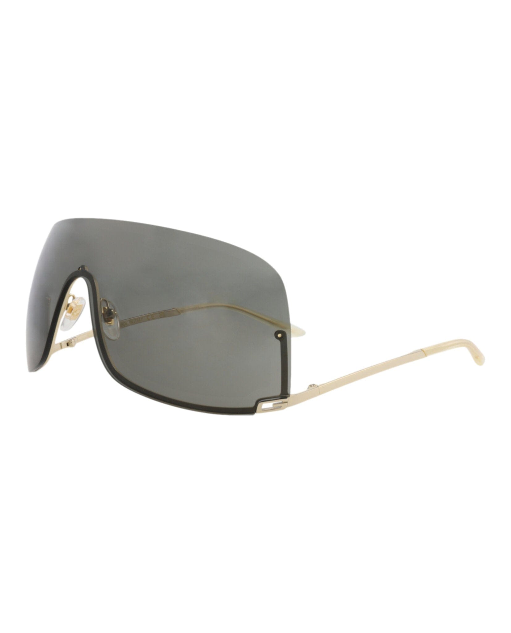 Gucci Unisex Shield/Wrap Gold Gold Grey Fashion Designer Eyewear